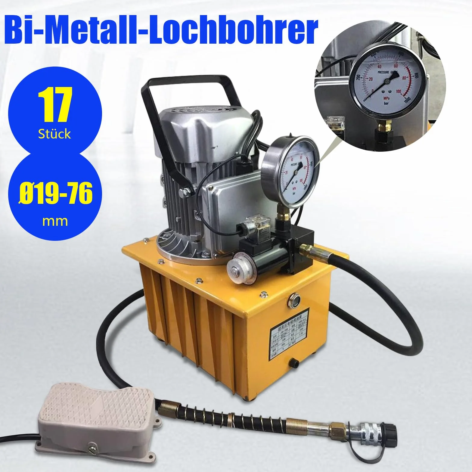 Bomba hidráulica, 0,75 kW, 700 bar, bomba electrohidráulica+válvula de imán de pedal, unidad hidráulica eléctrica de alta calidad, capacidad de aceite 7 l