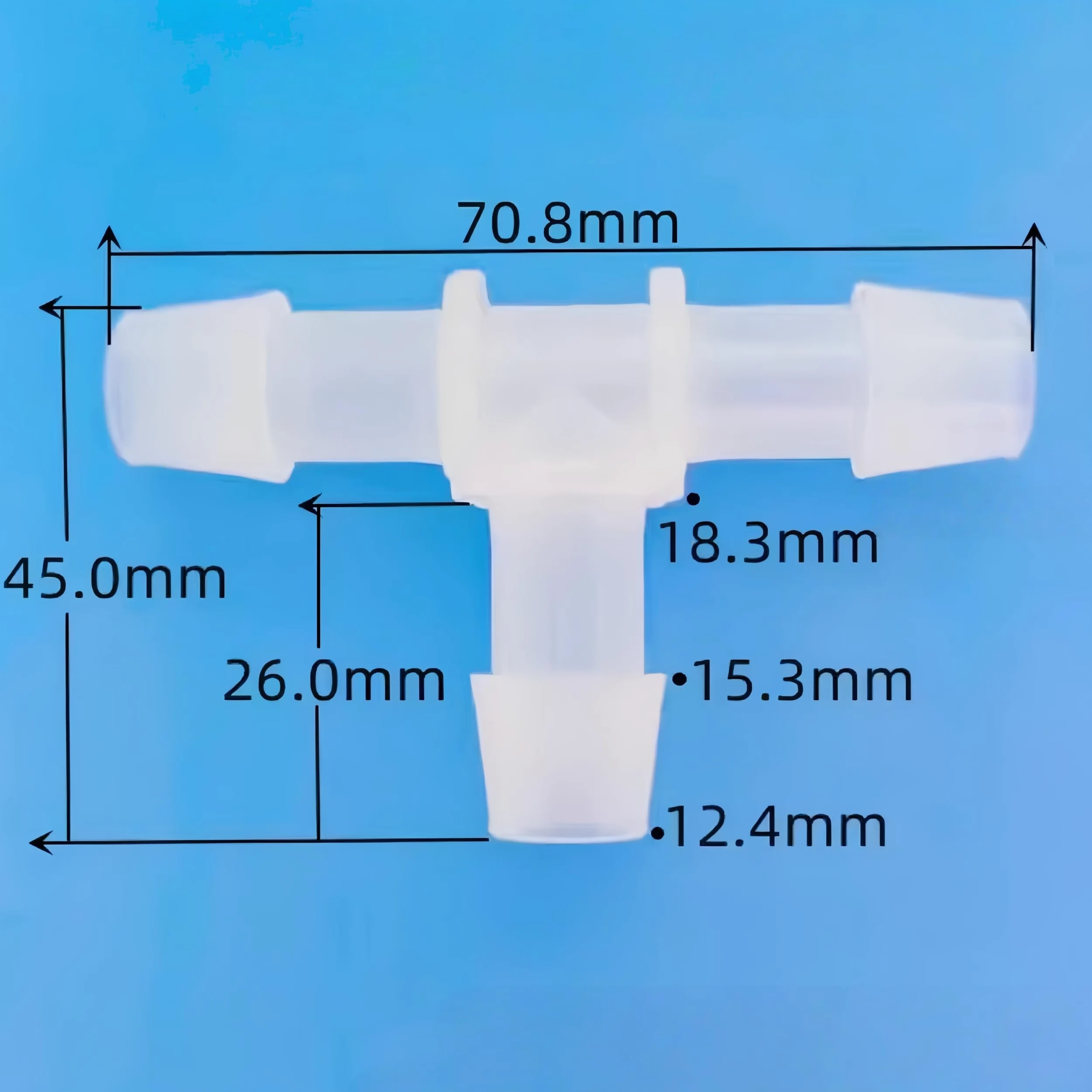 Accesorio en T con púas for manguera en forma de T de 3 vías, paquete de 25, adaptador de plástico PP duradero for laboratorio,(12.7mm 1/2inch Cir)