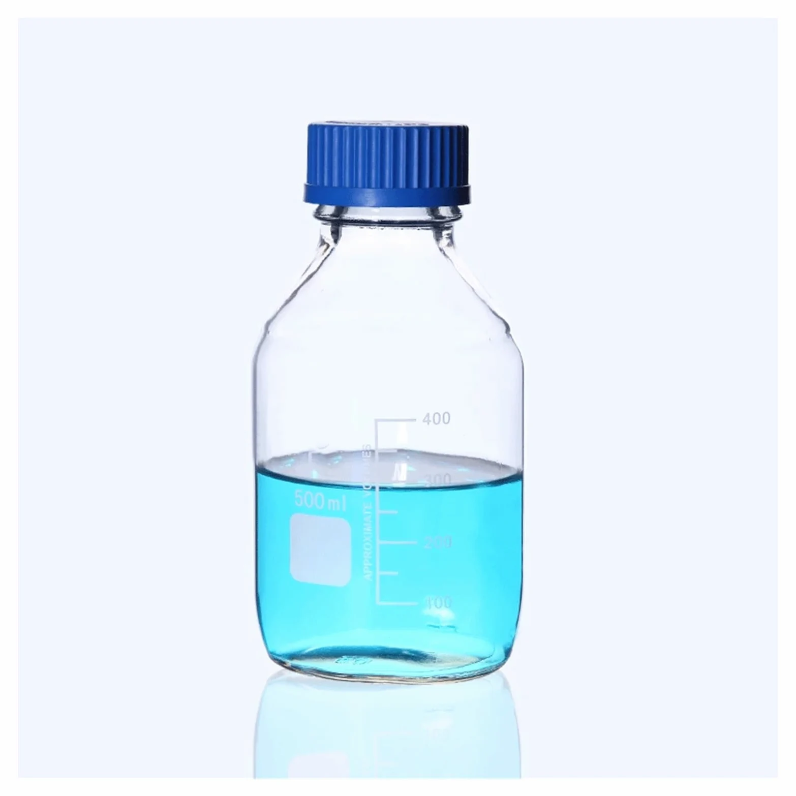 Frasco de vidrio para reactivos de laboratorio, Botella de reactivo de vidrio graduado con tapón de rosca azul, cristalería de laboratorio de 25-1000ml(1000ml Brown Glass)