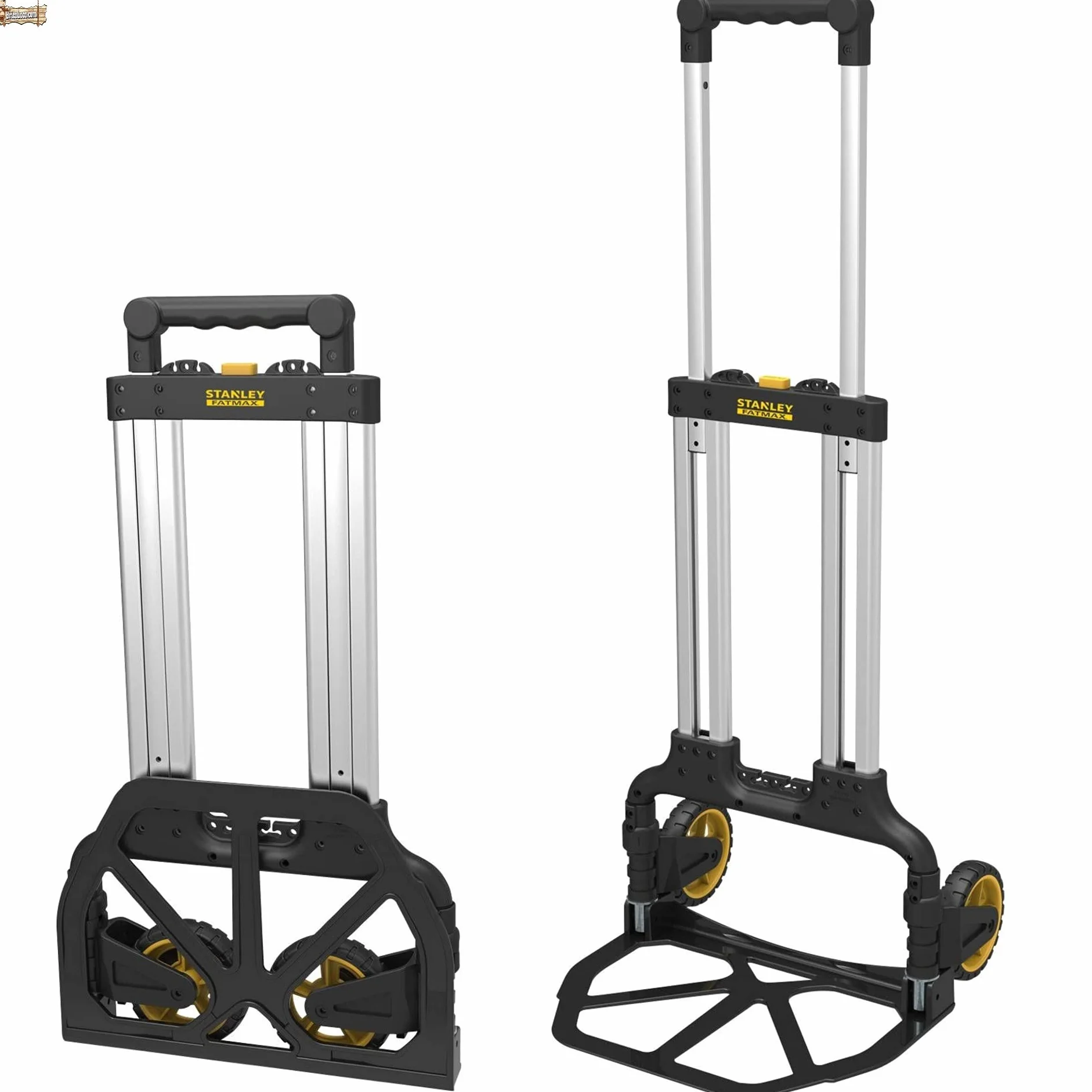 BricoLoco Carretilla Plegable de Aluminio Profesional, de Mano de Carga. hasta 70 kgs. Almacén, mudanza. Ligera y Robusta. Asa Regulable. Diseño Compacto.