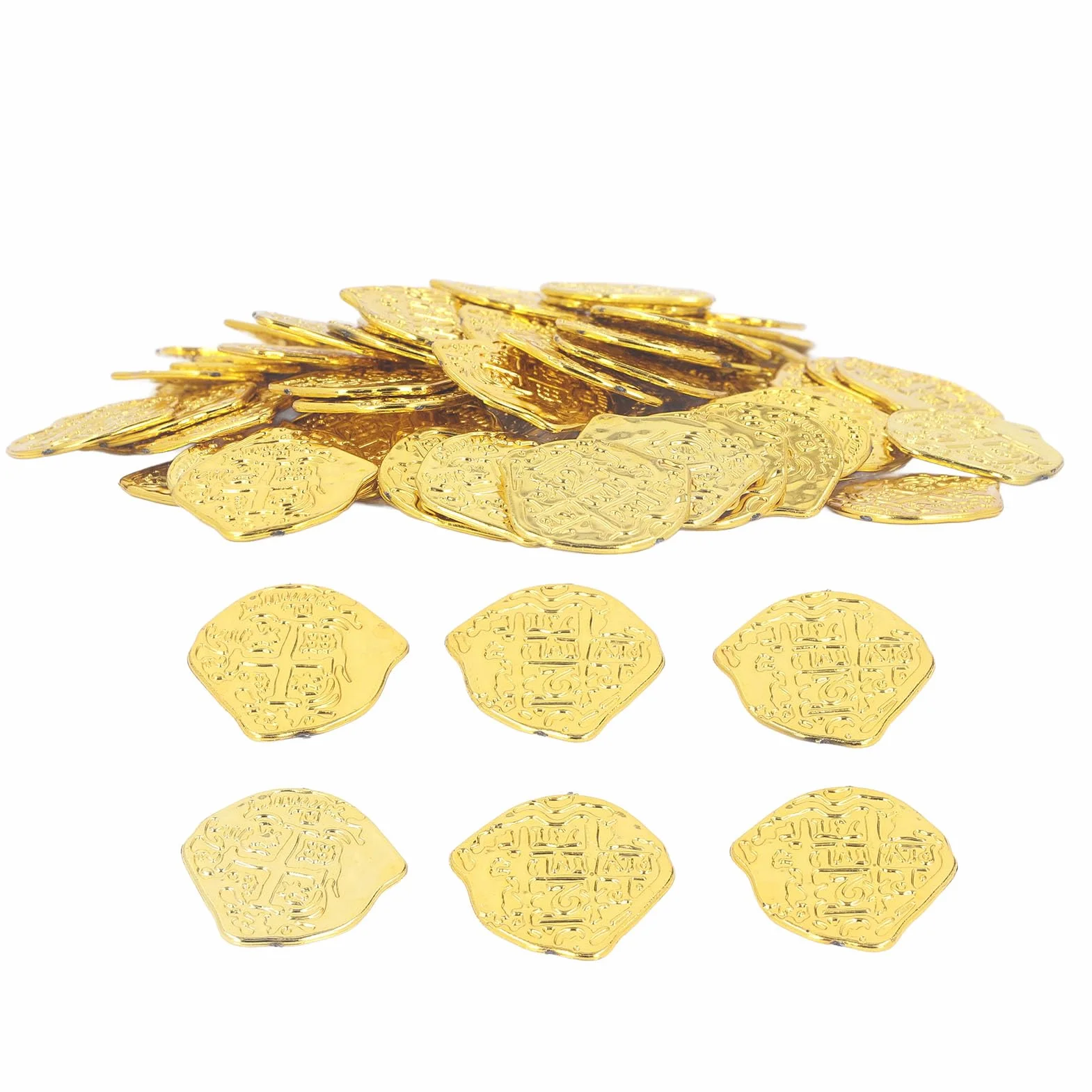 Halloween Pirata Monedas de Simulación 100 Piezas Plástico Dorado Decoración Fiestas