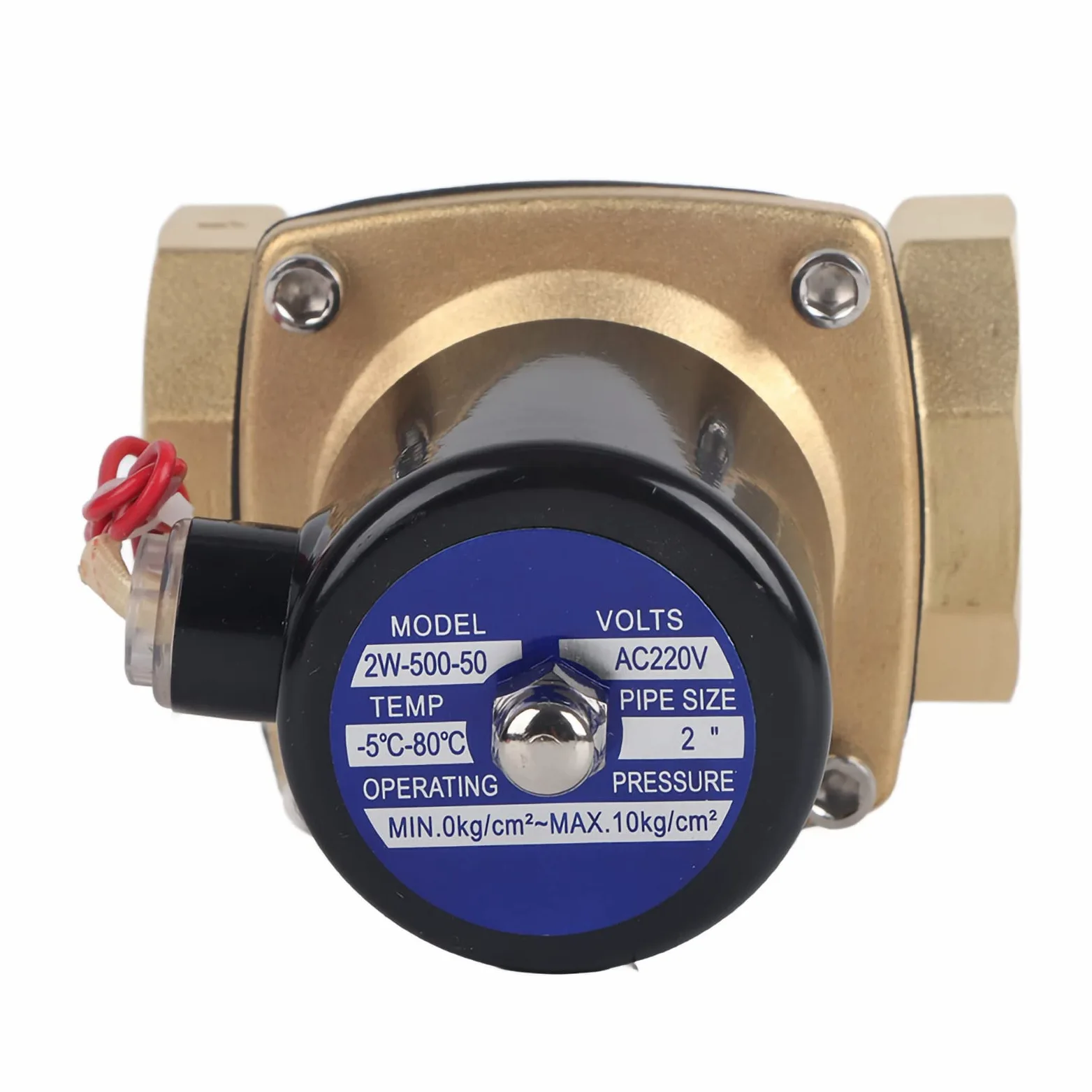 Eujgoov Válvula Solenoide NC Válvula Eléctrica de Latón de 2 Pulgadas de 2 Pulgadas Normalmente Cerrado 220 VAC para Gas de Aire de Agua
