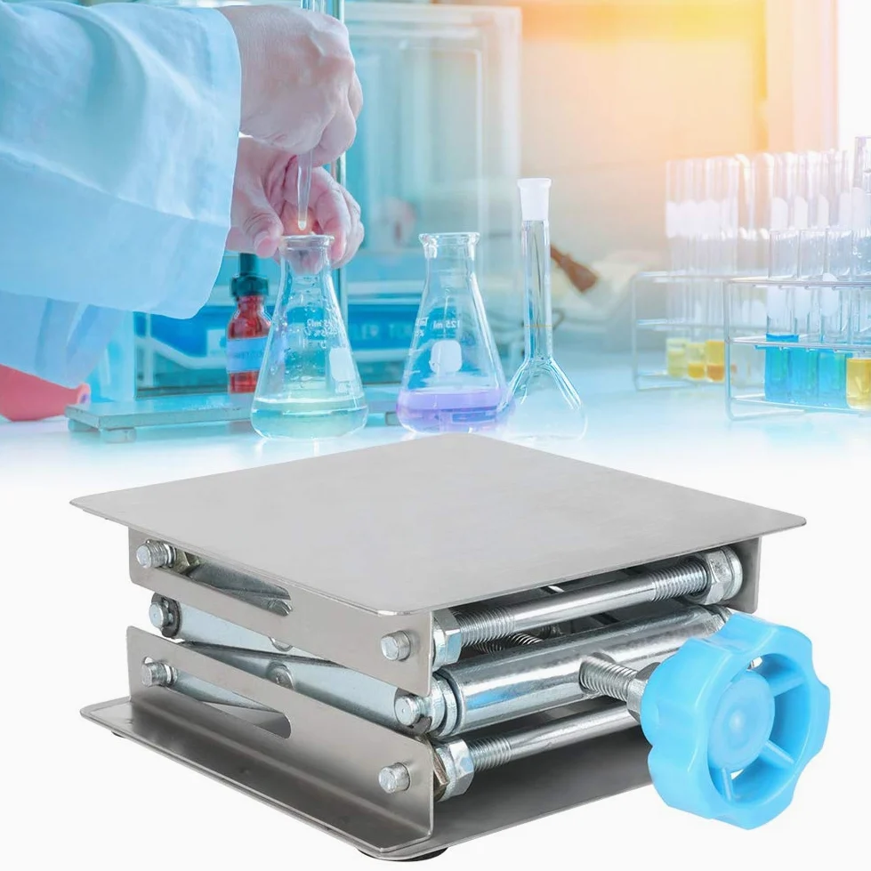 Plataforma de elevación de acero inoxidable ajustable, herramienta experimental para trabajo, resistente, versátil, portátil, ideal para uso en laboratorio y taller, duradera y fiable