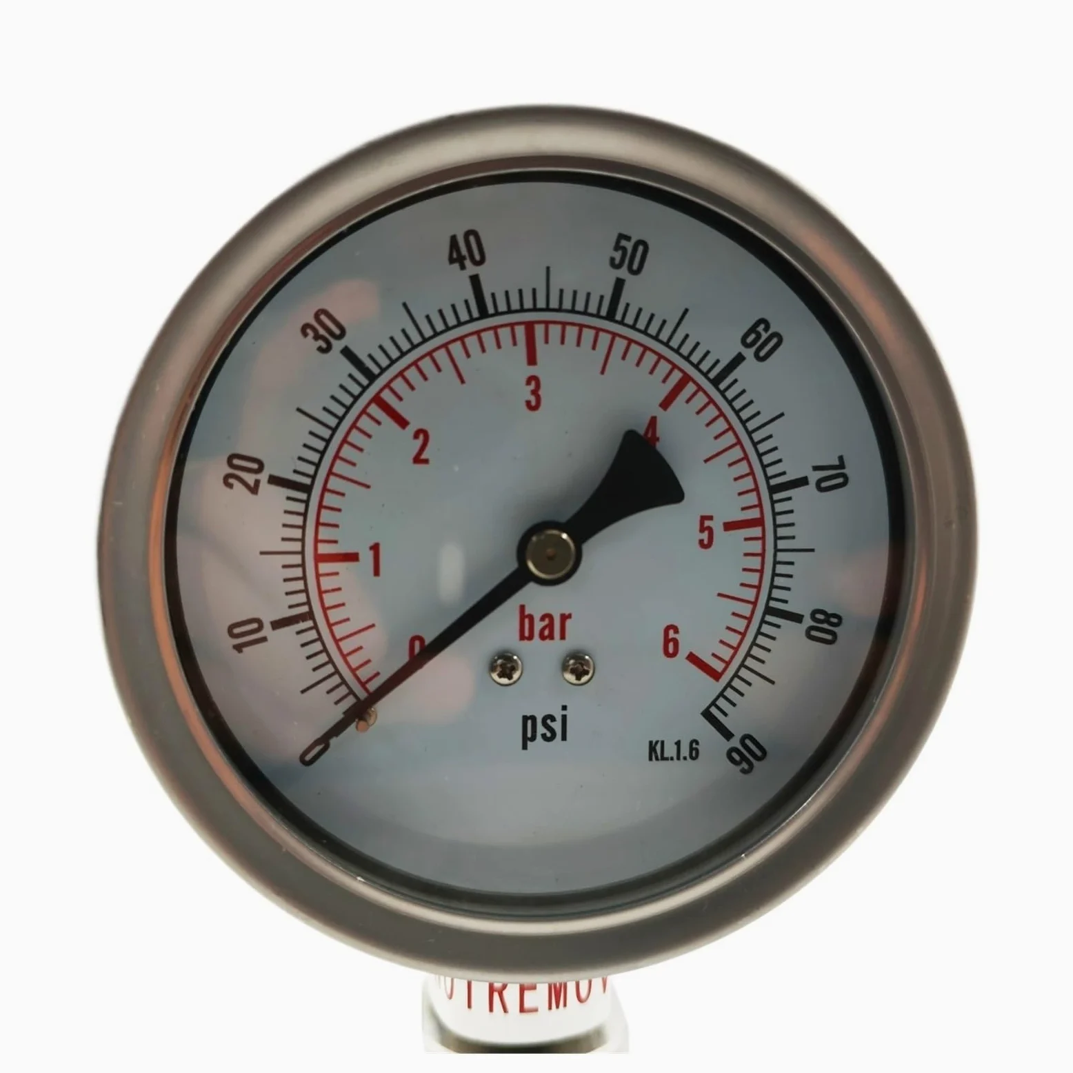 Manómetro de diafragma de 50,5mm/64mm, manómetro sanitario de acero inoxidable con esfera de 100mm, barra/psi(TC64mm,0-1.6Mpa)