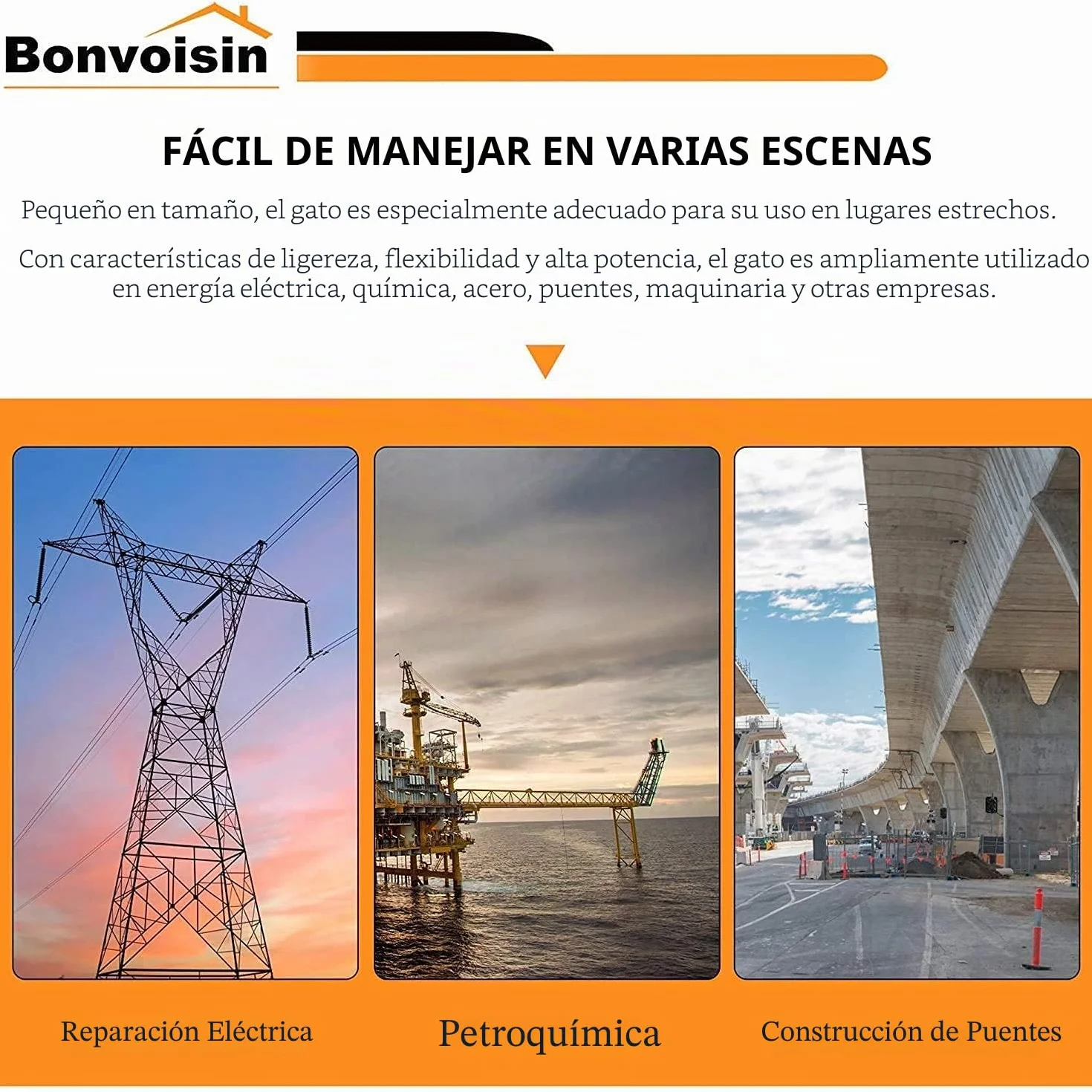 Bonvoisin 10T Gato Hidráulico, Elevación 50mm, Altura Propia 104mm, para Ingeniería Mecánica, Edificios y Puentes (RSC-10T+CP-180)