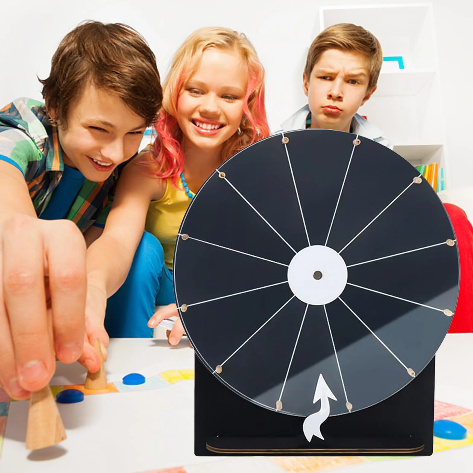 Ruleta de la fortuna de madera 28 cm accesorio de juego para adultos jóvenes aulas fiestas