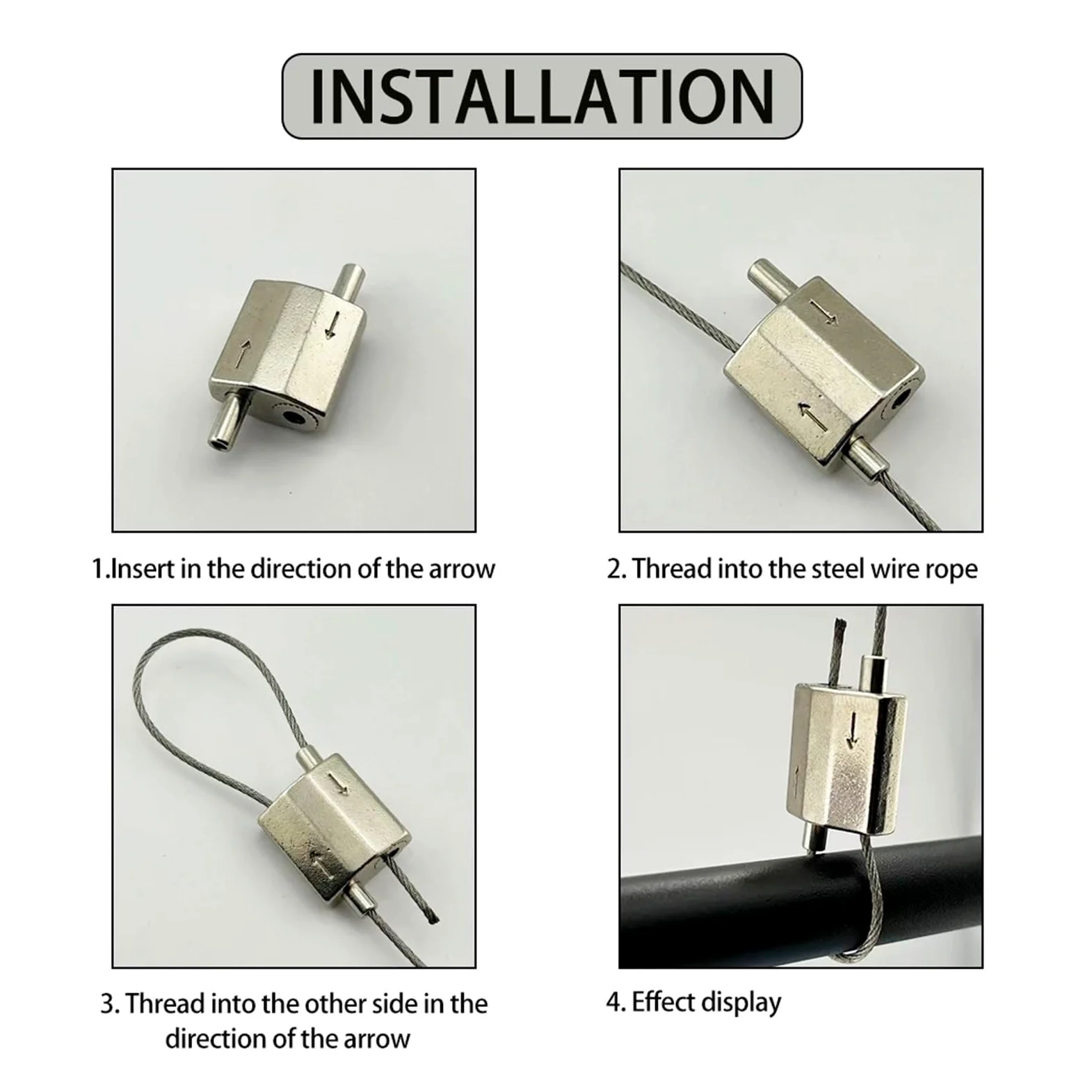 Abrazaderas/clips de cable acero mejorados 1,5 mm (2/10/50 unidades), dispositivo bloqueo clip bidireccional, más seguro y resistente Para Caminar Y Andar En Bicicleta(50pcs)