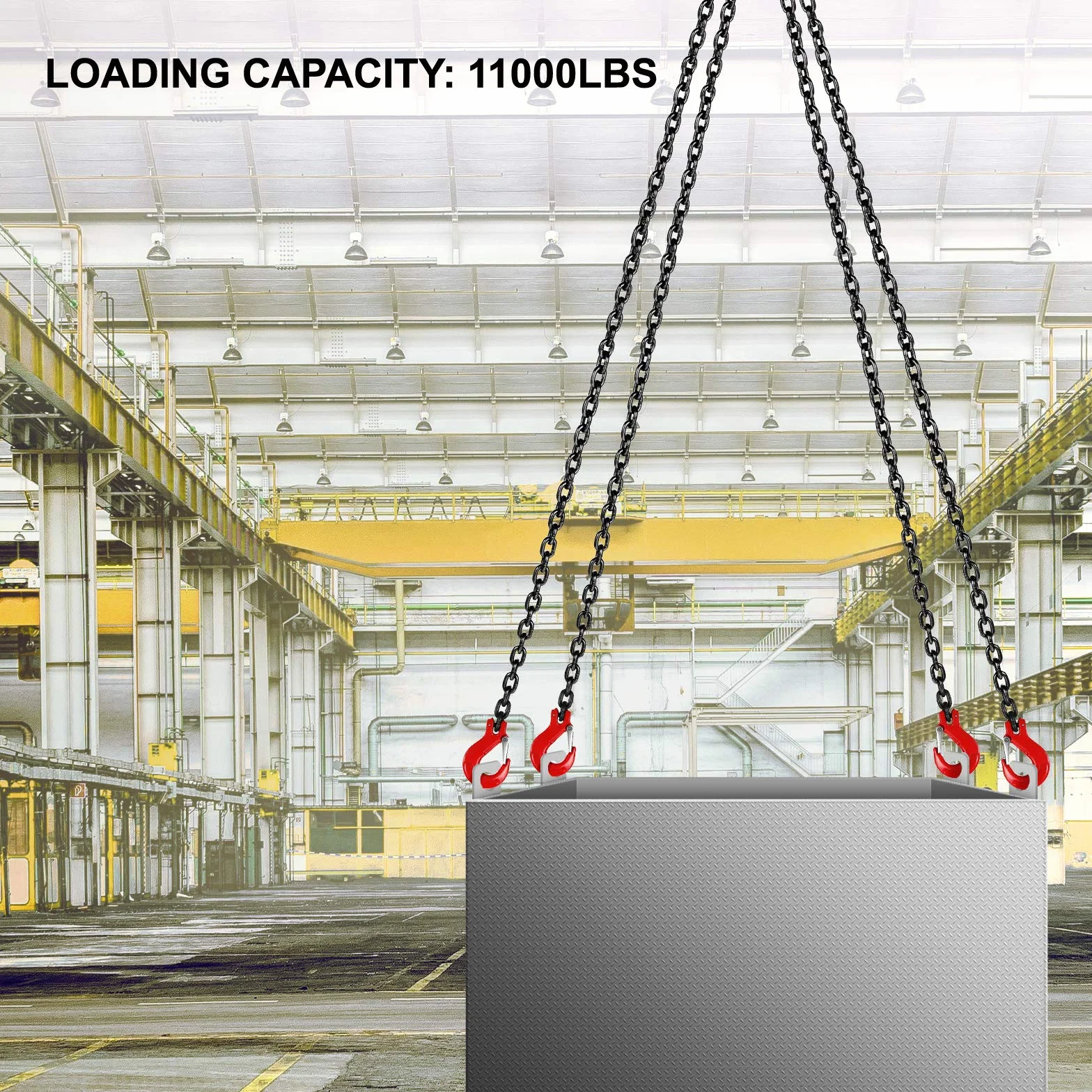 G80 Cadena de Elevación 4 Patas 1,5 m 5T 8 mm Eslinga para Minería Puertos Construcción
