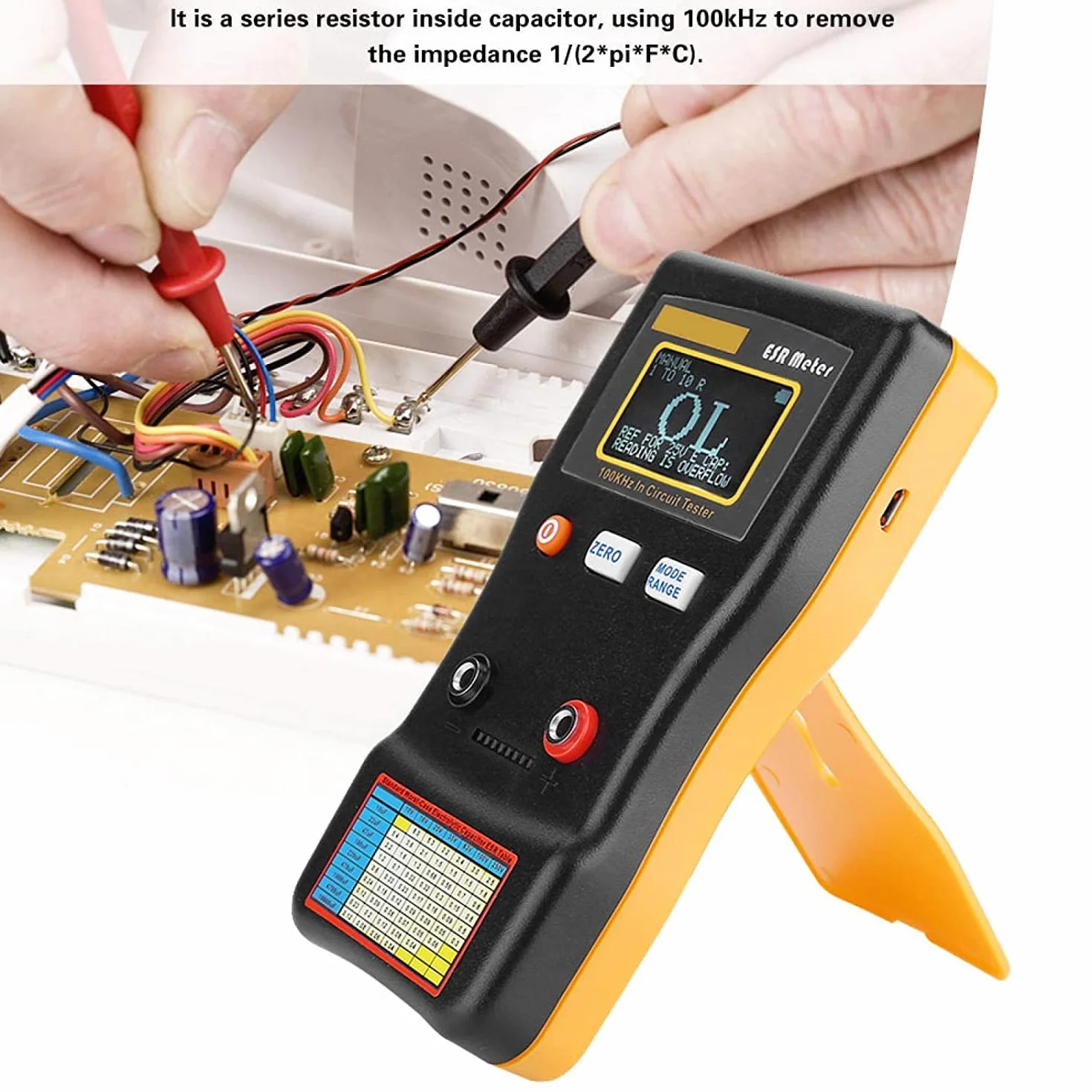 Tyenaza MESR-100, ESR Probador de Capacitancia, MESR-100 V2 Condensador de Medidor de Detección Automática LCR/Medidor de Ohmios Bajos 0.01 a 100R, para Medir Circuito de Resistencia de Capacitancia