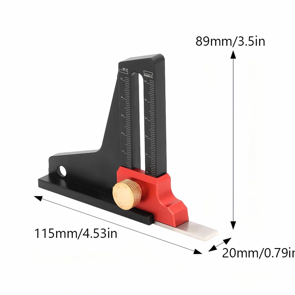 Medidor de Altura Profundidad Aleación Aluminio Escala Doble 0-50mm para Carpintería