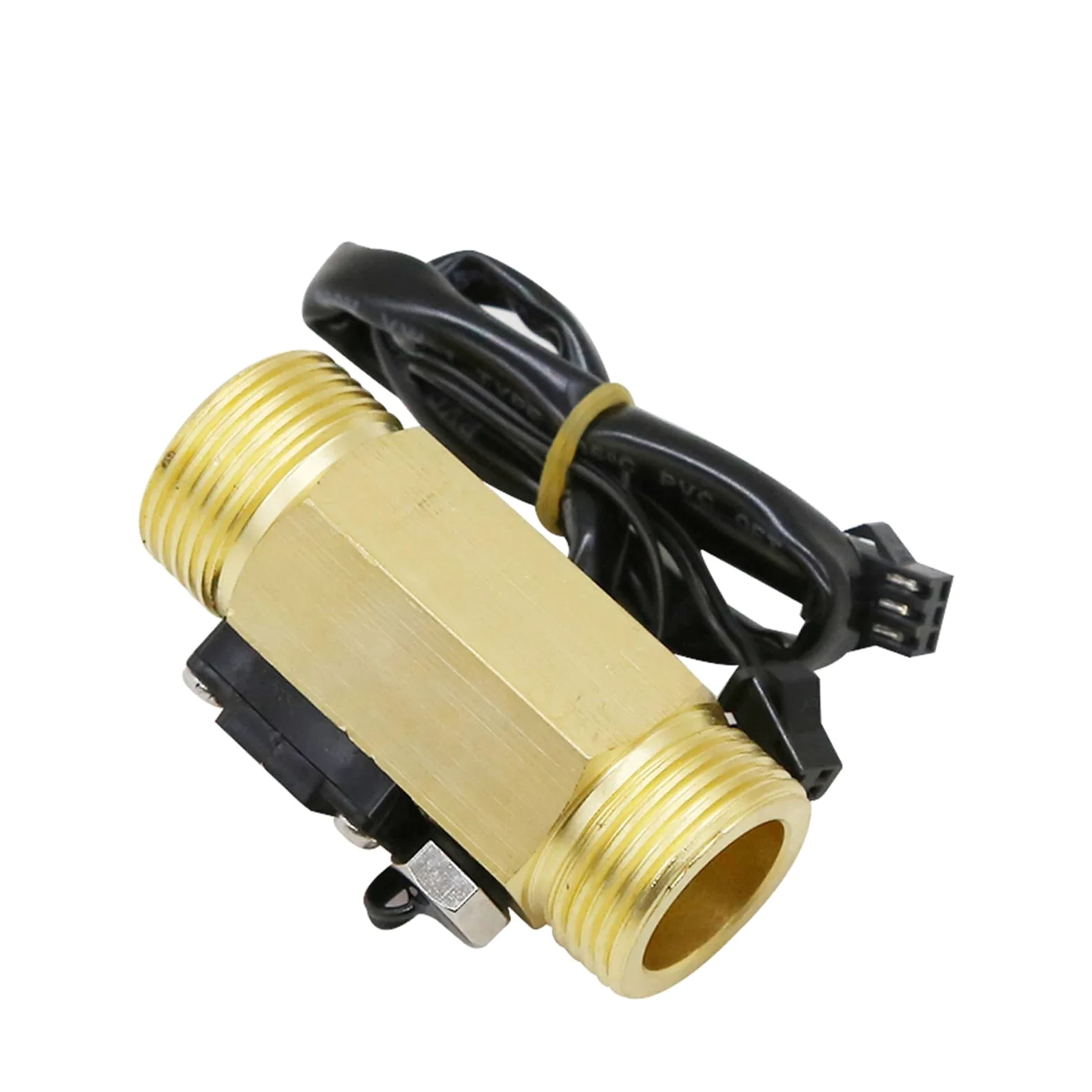 Sensor de Flujo de Agua DN15 DN20, Rosca Externa de latón de 1,75 MPa, caudalímetro de turbina de Pulso, DC5~18V con detección de Temperatura,para Un Funcionamiento Eficiente(DN20)