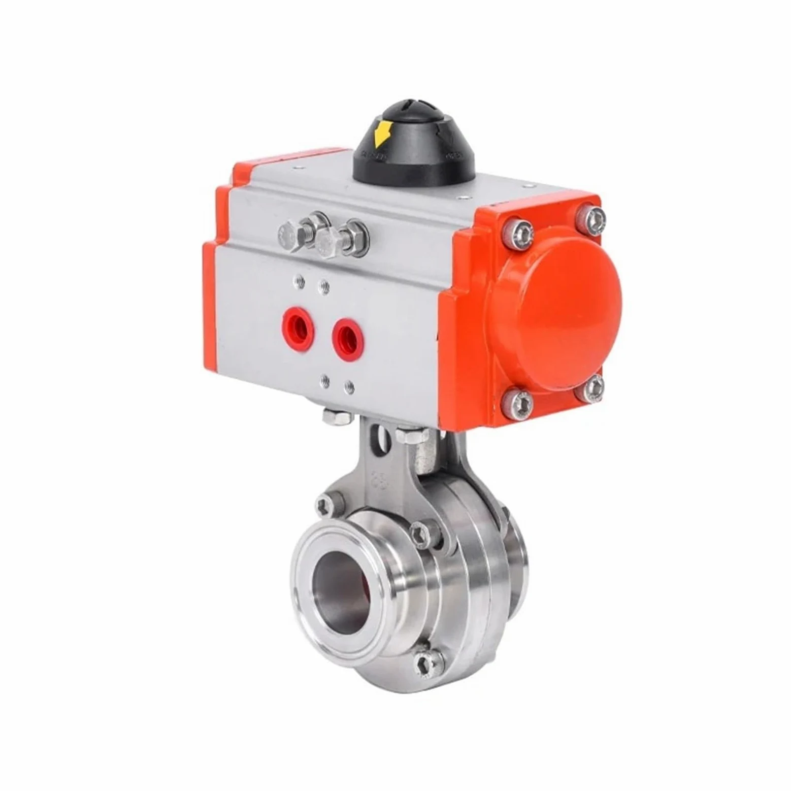 Válvula de mariposa sanitaria Tri Clamp de 1,5" y 2" - Acero inoxidable 304/316L, diámetro exterior de 19-51 mm, con actuador neumático for elaboración casera de cerveza y procesamiento de alimentos(O