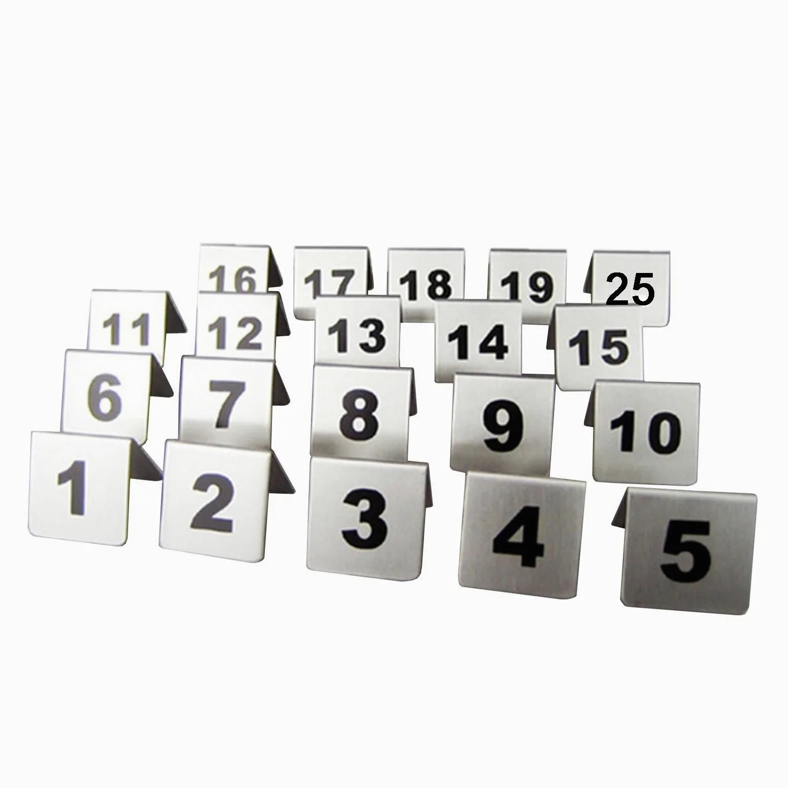 Placas De Números De Acero Inoxidable, Carteles For Asientos De Escritorio | Reutilizables, impermeables y resistentes al aceite, resistentes y duraderos, apilables, con bordes redondeados(8*6cm)