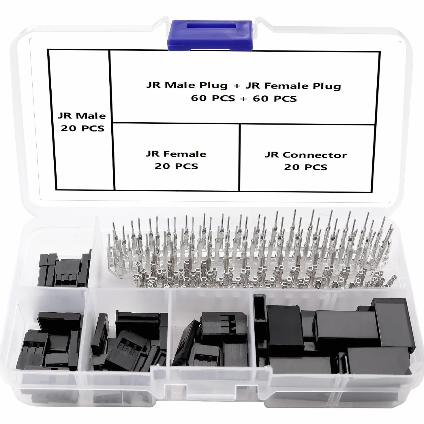 YIXISI 20 Sets 3 Pin JR Servo Connector Male Female Crimp Pin Kit Compatible Futaba JR Hitec Spektrum RC
