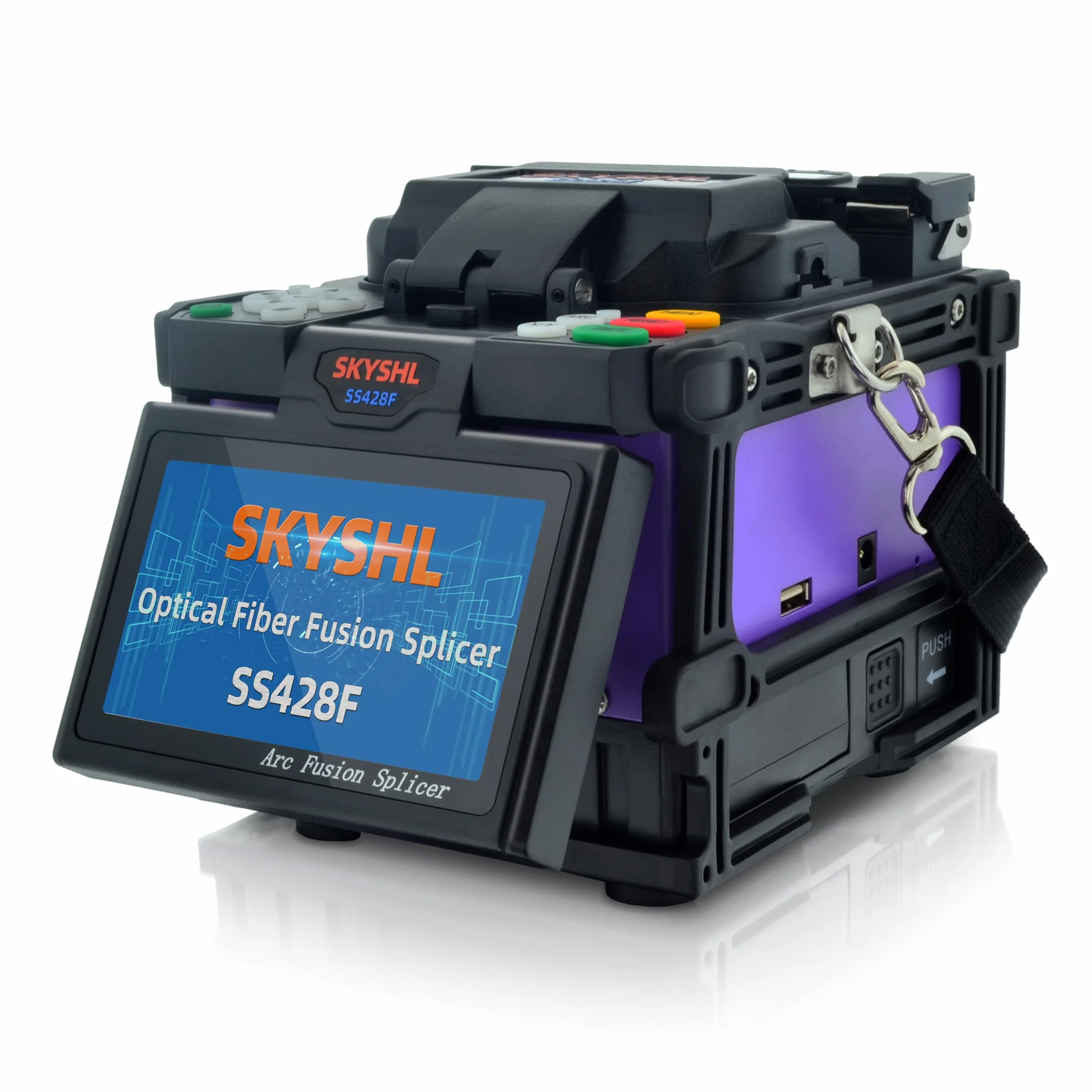 Fusionadora de Fibra Óptica Pantalla Táctil 4,3 Pulgadas SS428F-511 FTTH SM MM DS NZ DS con Electrodos y Cargador