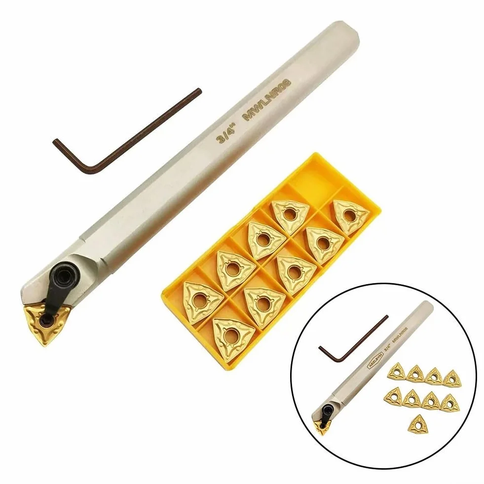 Niceminiwall ZQ1616R-2 Herramienta de ranurado de corte de ranurado + 10 piezas de insertos de torneado de carburo SP200 para CNC
