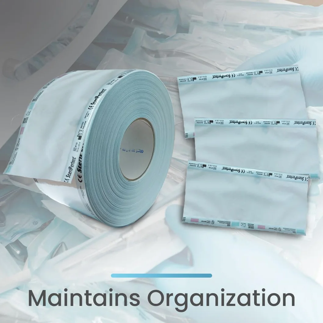 Rollo esterilización autoclave 5,5cm x 200m papel grado médico para herramientas dentales