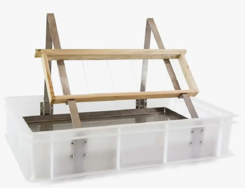 Banco descolador de mesa, cubeta de plástico alimentario 600 x 400 x 130 mm para apicultura