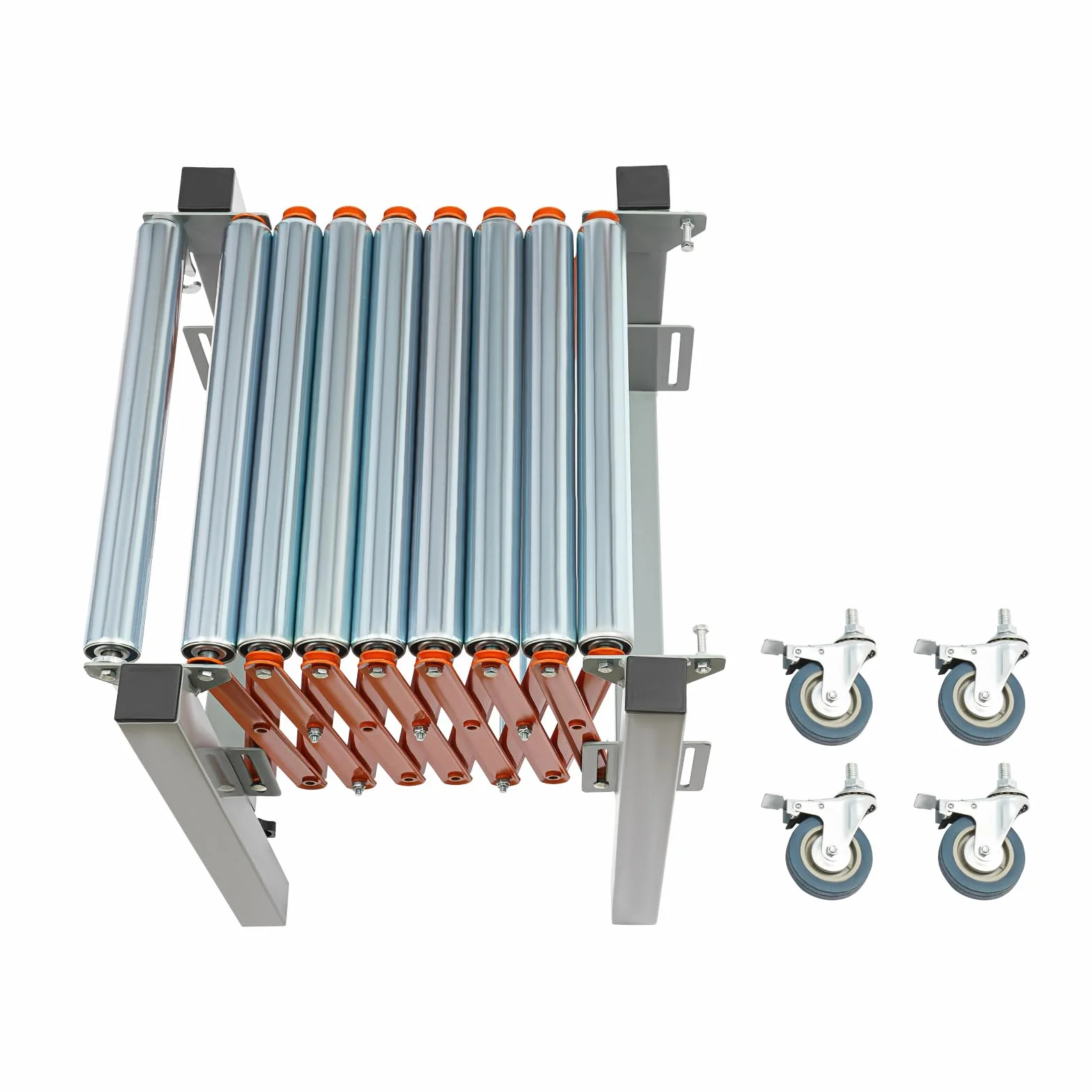 Mesa de ruedas extensible, altura ajustable, longitud de transporte 46-130 cm, transportador