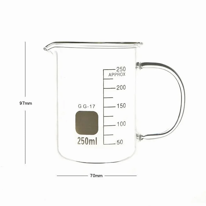 Vaso medidor de Vidrio de borosilicato con asa (800 ml x 2 Piezas) (Un Color, 250 ml x 2 Piezas)