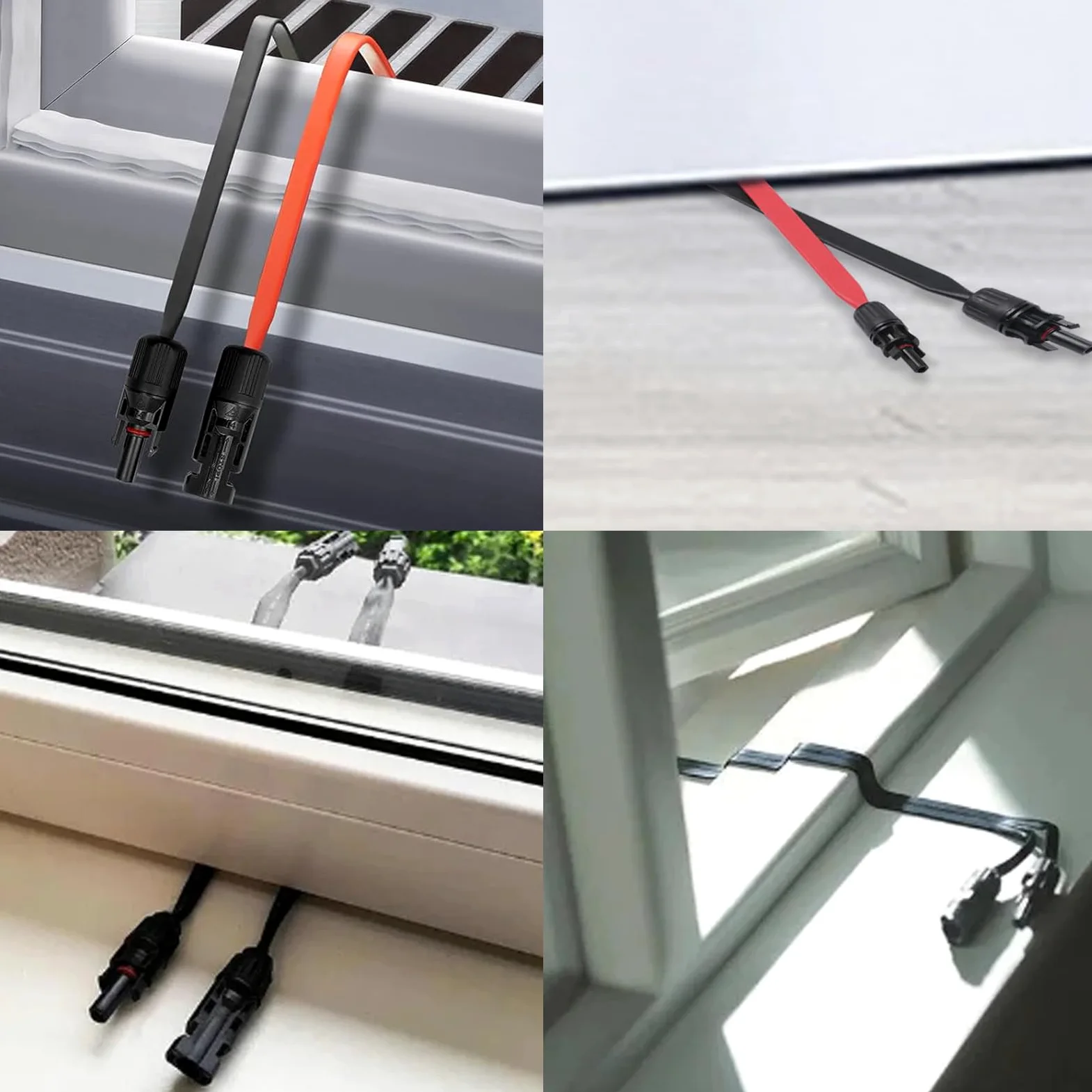 Panel solar de cable plano de 6 mm², 100 cm, cable solar flexible con conector y acoplamiento, 4 unidades de cable solar plano PV para módulos solares e inversores