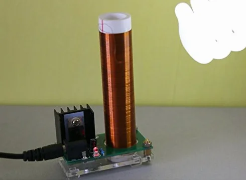 Bobina Tubo Neon Glow 700 Mini con Fuente de Alimentación Placa Transparente para Tesla