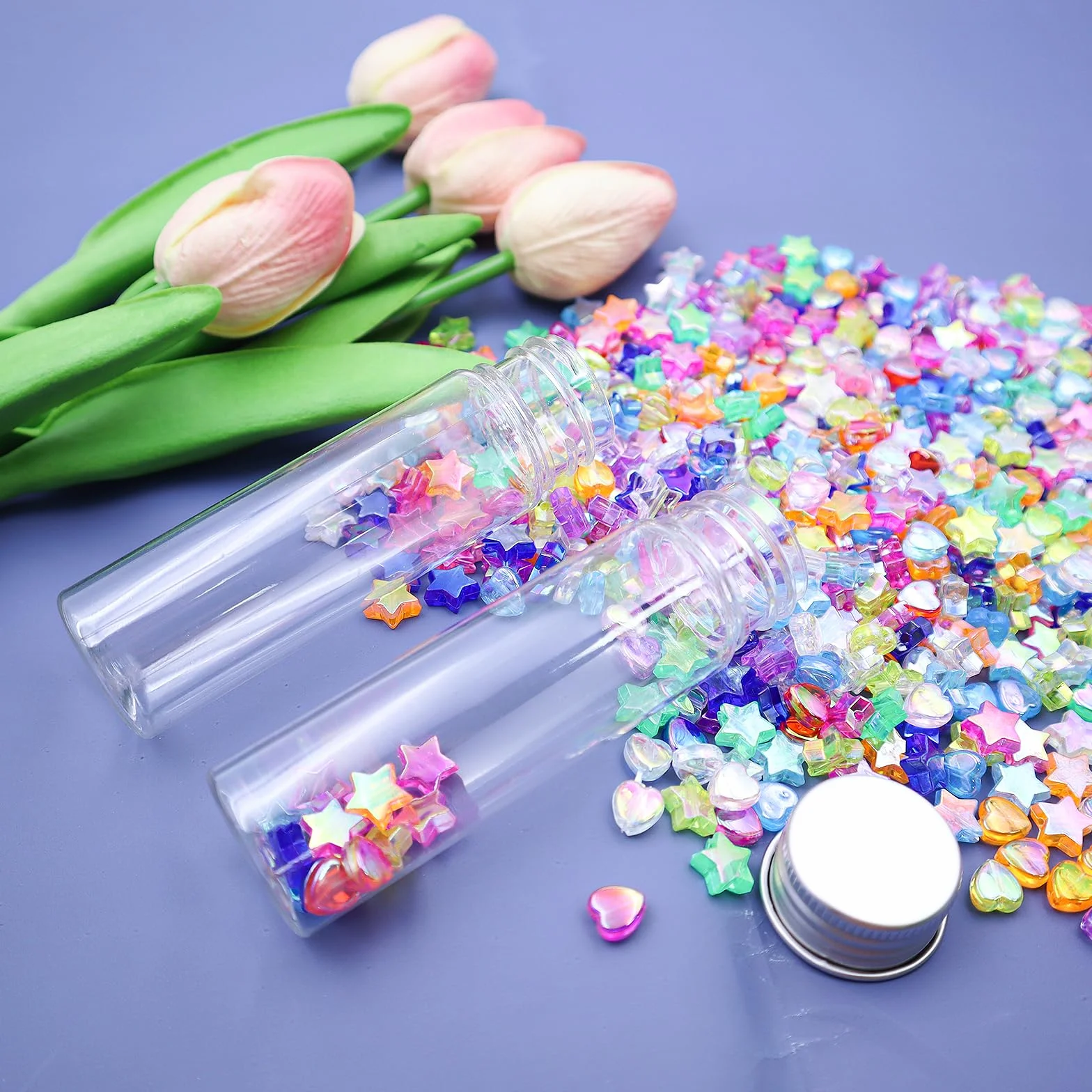 Tubos de ensayo de plástico 50 ml con tapa de rosca, transparentes para flores