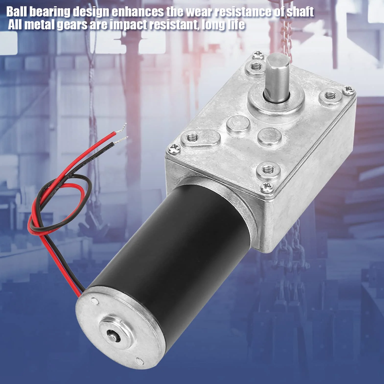 Motor de Reducción de Velocidad 12V CC, Engranaje Helicoidal Alto Par Eje 8mm 12 RPM