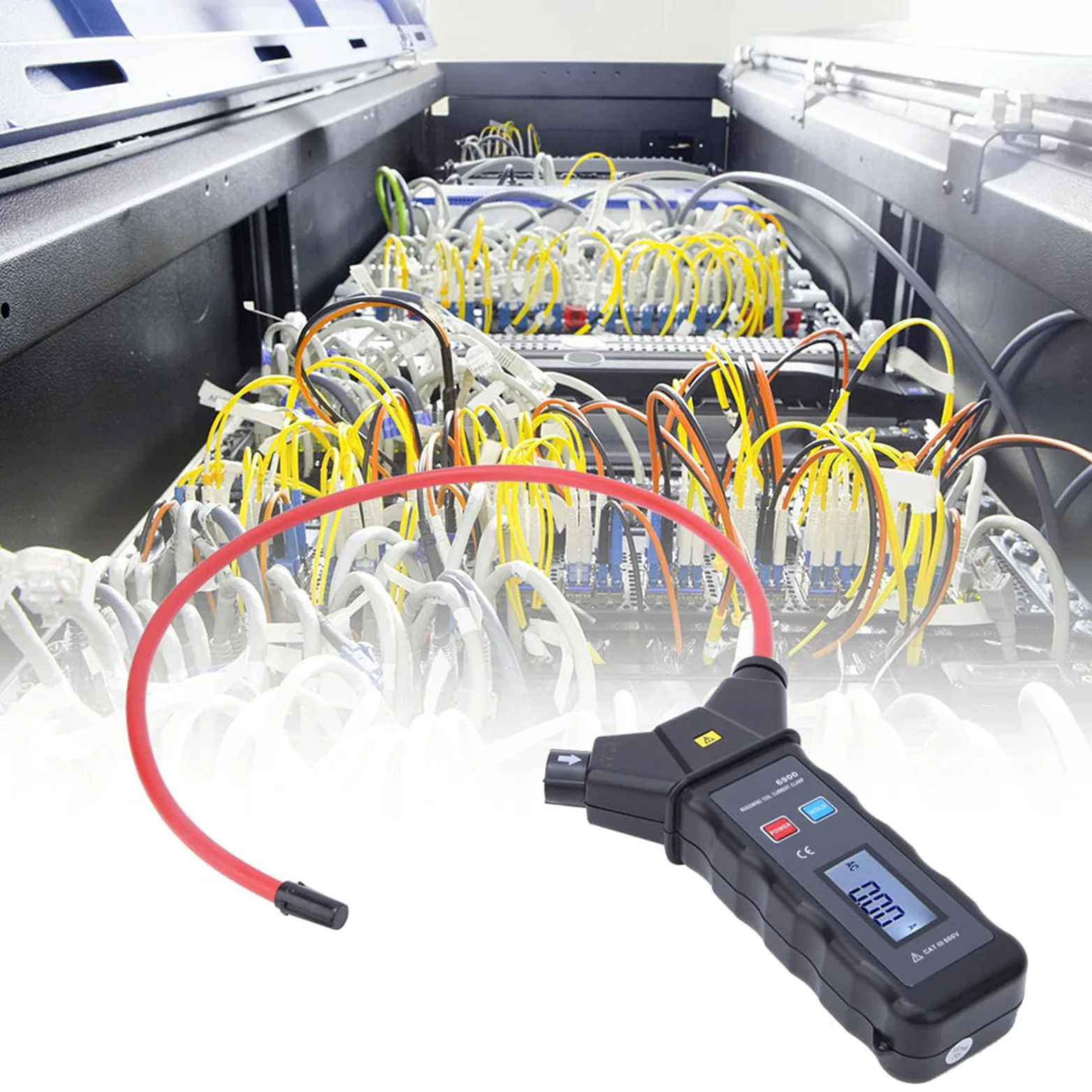 Alomejor Medidor de Abrazadera de Bobina Flexible Herramienta de Medición de Alta Corriente para Electricistas Diseño Duradero de 200 Mm de Diámetro