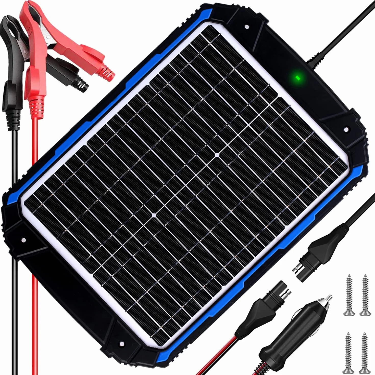 SUNER POWER Cargador de batería solar de 20 W 12 V y mantenedor PRO, controlador MPPT inteligente integrado, impermeable, 12 V, 20 W, kit de carga de panel solar para coche, caravana, remolque, barco,