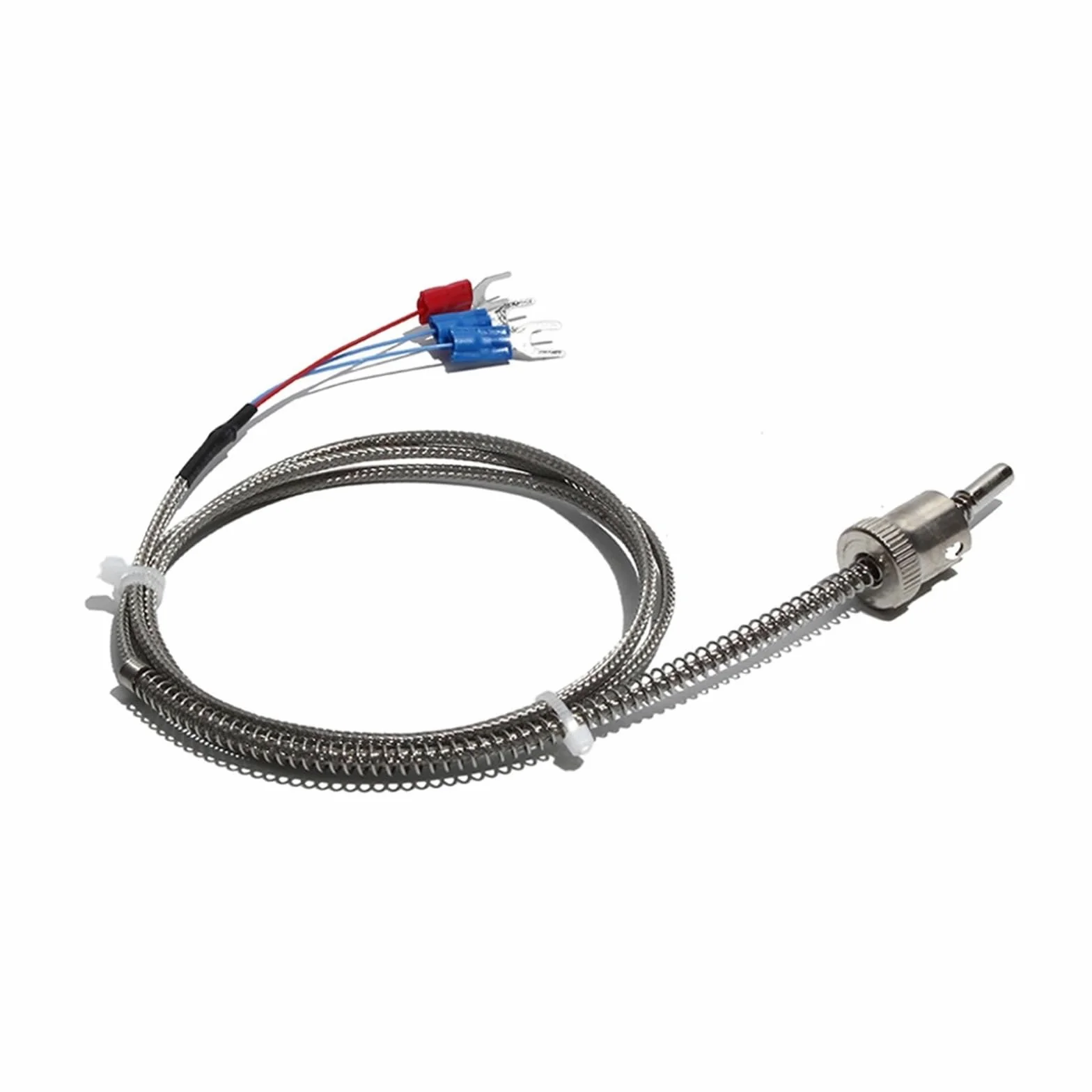 Resorte de compresión ajustable con clip PT100 con cabeza roscada fija, cable blindado de metal de 3/4/5 m(Lead L 5m)