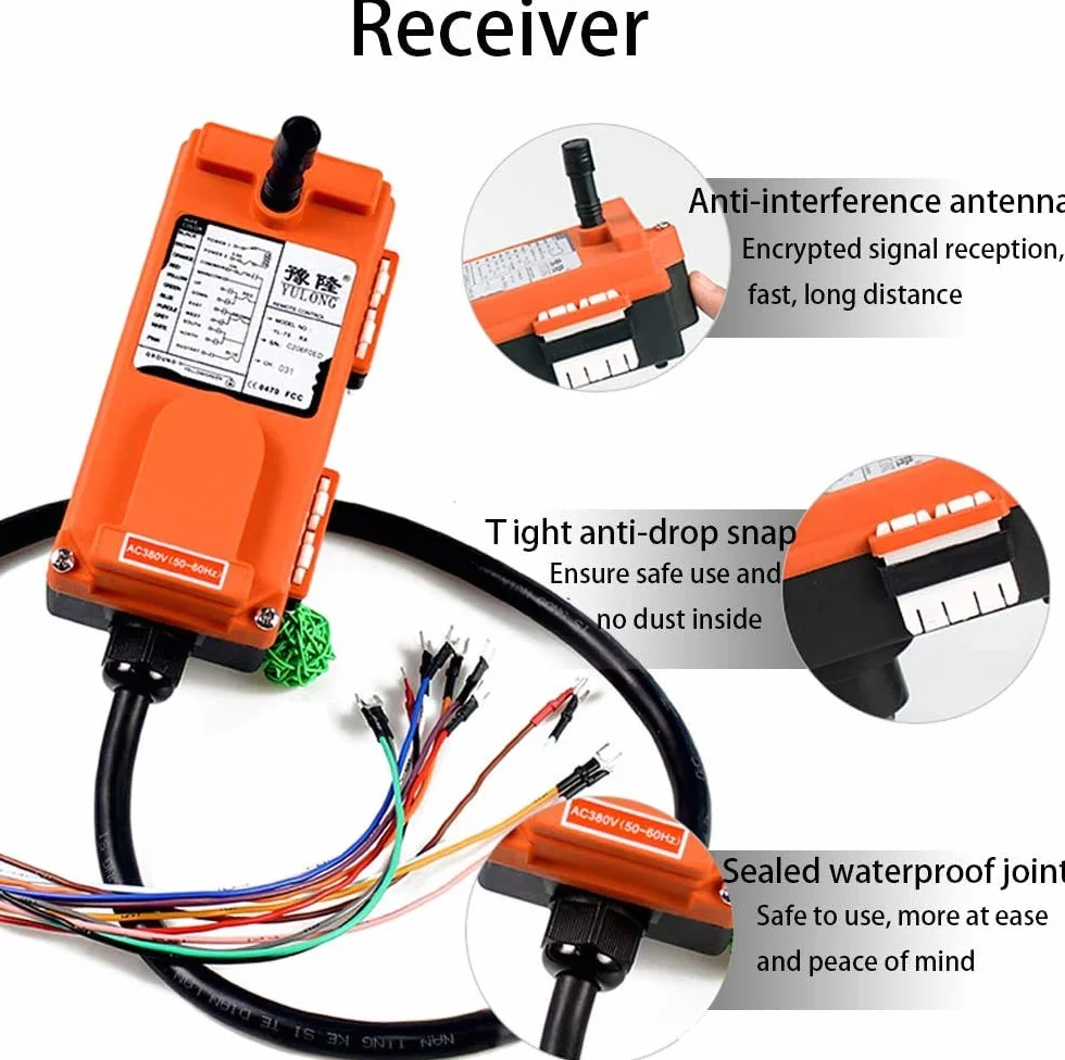 MXBAOHENG Control Remoto inalámbrico Industrial de 220 V para grúa/polipasto con 1 transmisor y 1 Receptor F21-E1