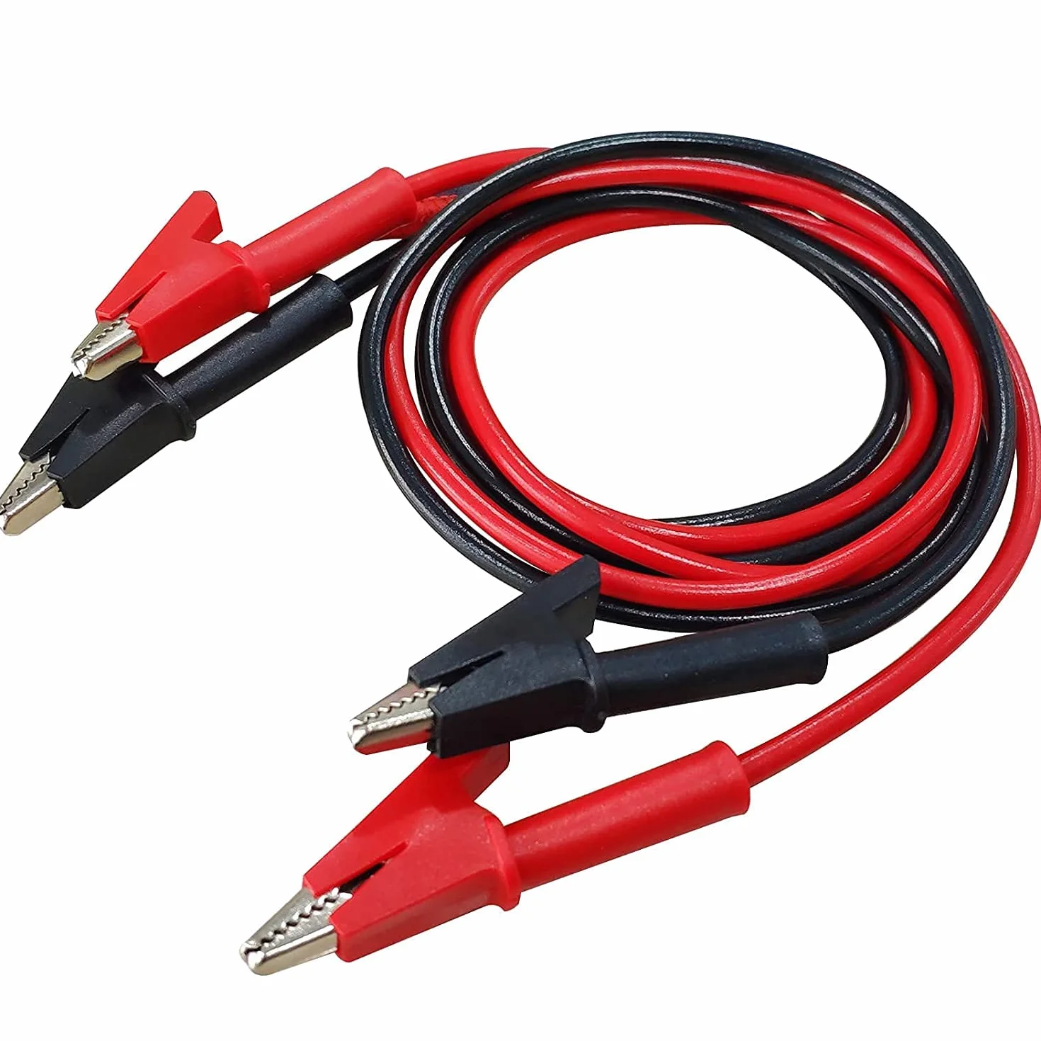 Greluma 2 pinzas de cocodrilo cables de prueba doble extremo aislantes cobre flexible 1 m