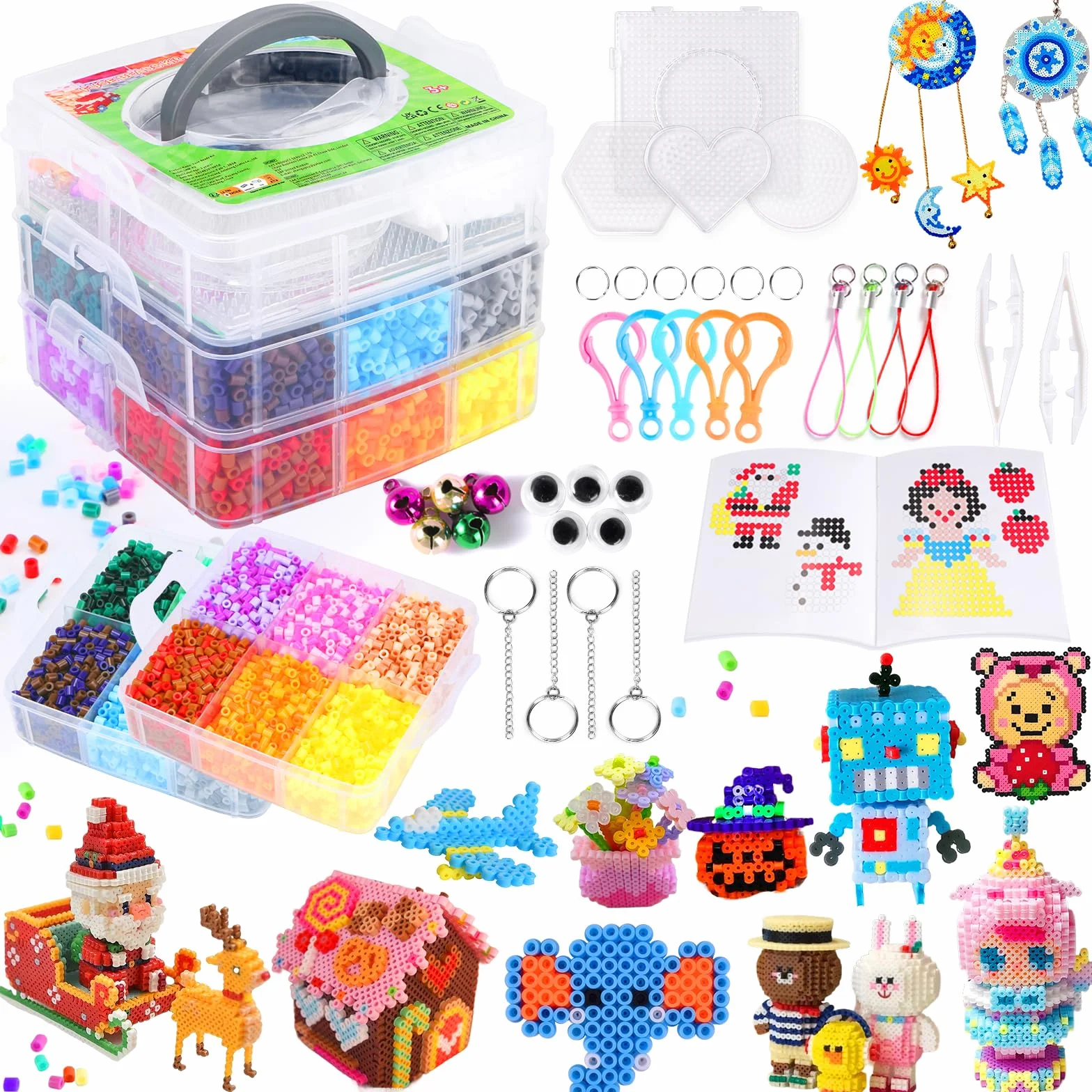Mardo Hama Beads 11500 Piezas 60 Modelos 24 Colores Cuentas para Planchar DIY Joyas Manualidades 3D