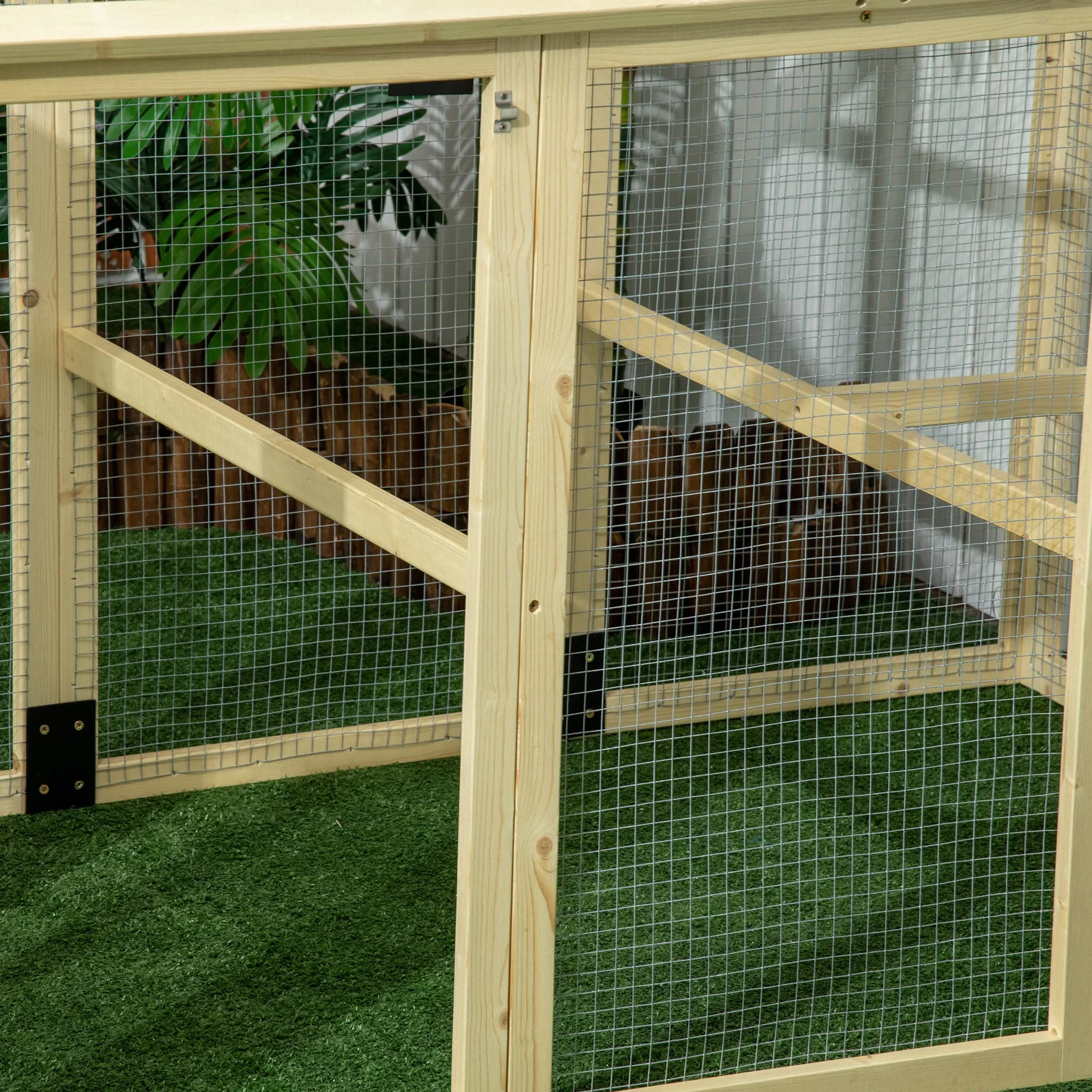 PawHut Gallinero Exterior Madera 140x88,5x106 cm 1-3 Gallinas 3 Perchas 2 Puertas Cierre