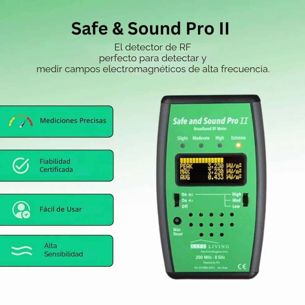 Detector RF Safe & Sound Pro II | Medición de la radiación electromagnética para la salud y el bienestar | Detector de radiación para campos electromagnéticos | Medidor CEM