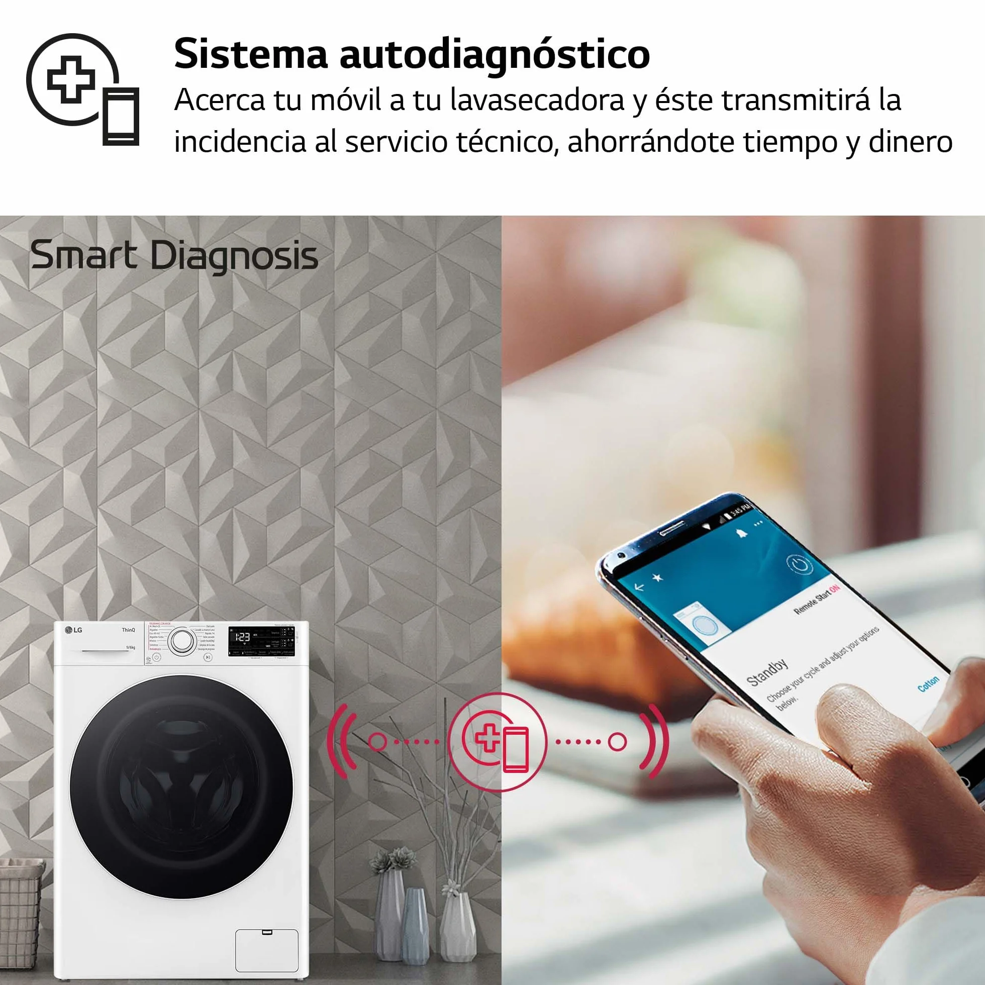 LG Lavadora Secadora Inteligente Direct Drive 9/5kg 1400 rpm Autodosificación Vapor Steam Wi-Fi ThinQ Serie 550 Blanco