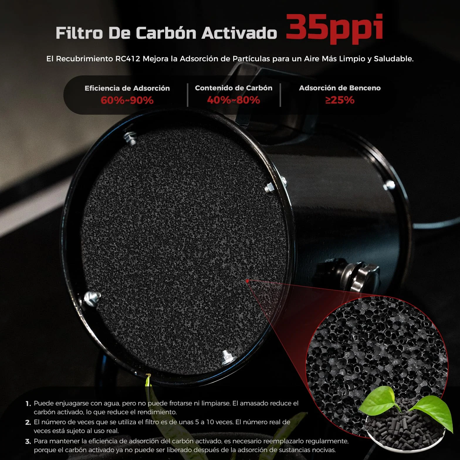 Campana Extractora Portátil 40W 600m³/h Extractor Aire Humos Aleación Aluminio con Filtro Carbón Activado Ajustable Bajo Ruido para Cocina RV