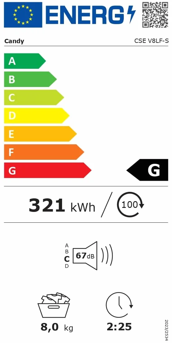 Candy Smart CSE V8LF-S Secadora Evacuación 8KG Digital NFC 14 Ciclos Escotilla XXL Blanco