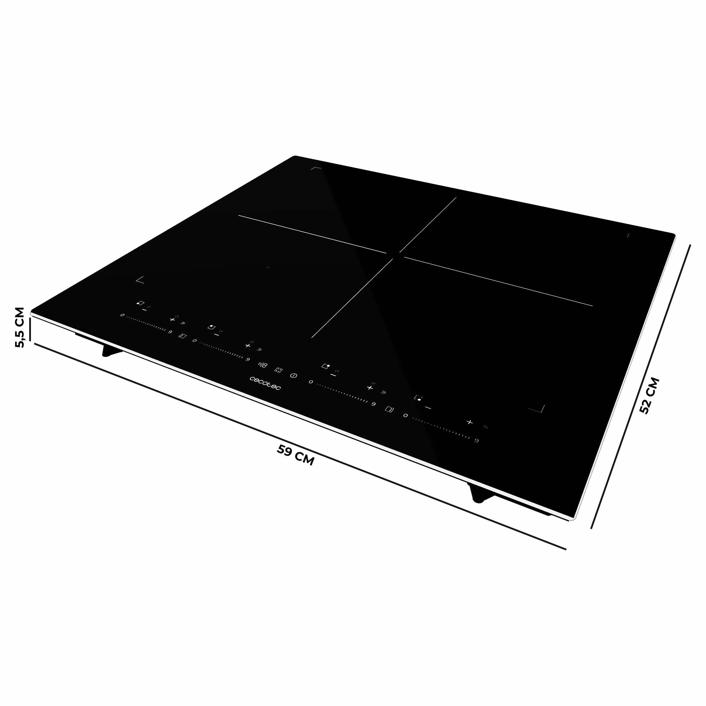 Cecotec Placa de Inducción 4 Fuegos Bolero Squad I 4700 TitanicZone ShieldGlass 7400W Touch Slider Control