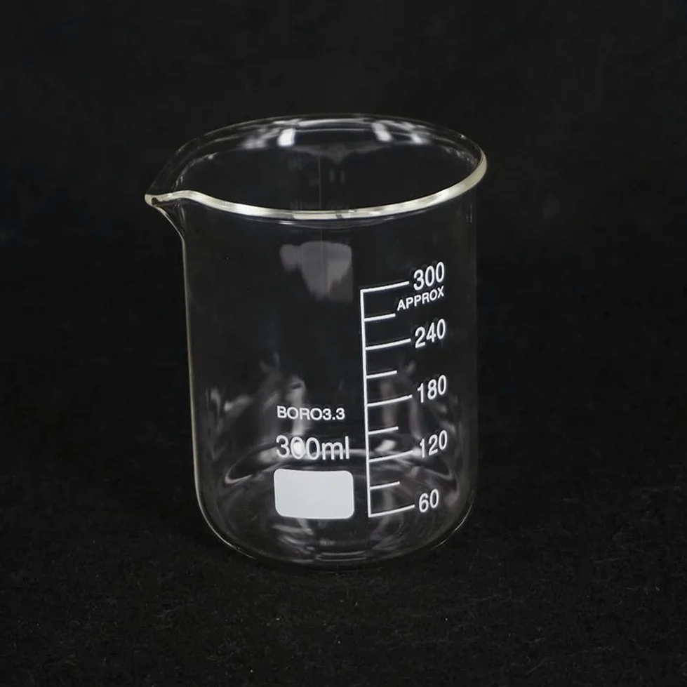 Vaso de precipitados de Vidrio de Forma Baja de 300 ml para experimentos químicos, Material de Laboratorio para Equipos de Laboratorio Escolar