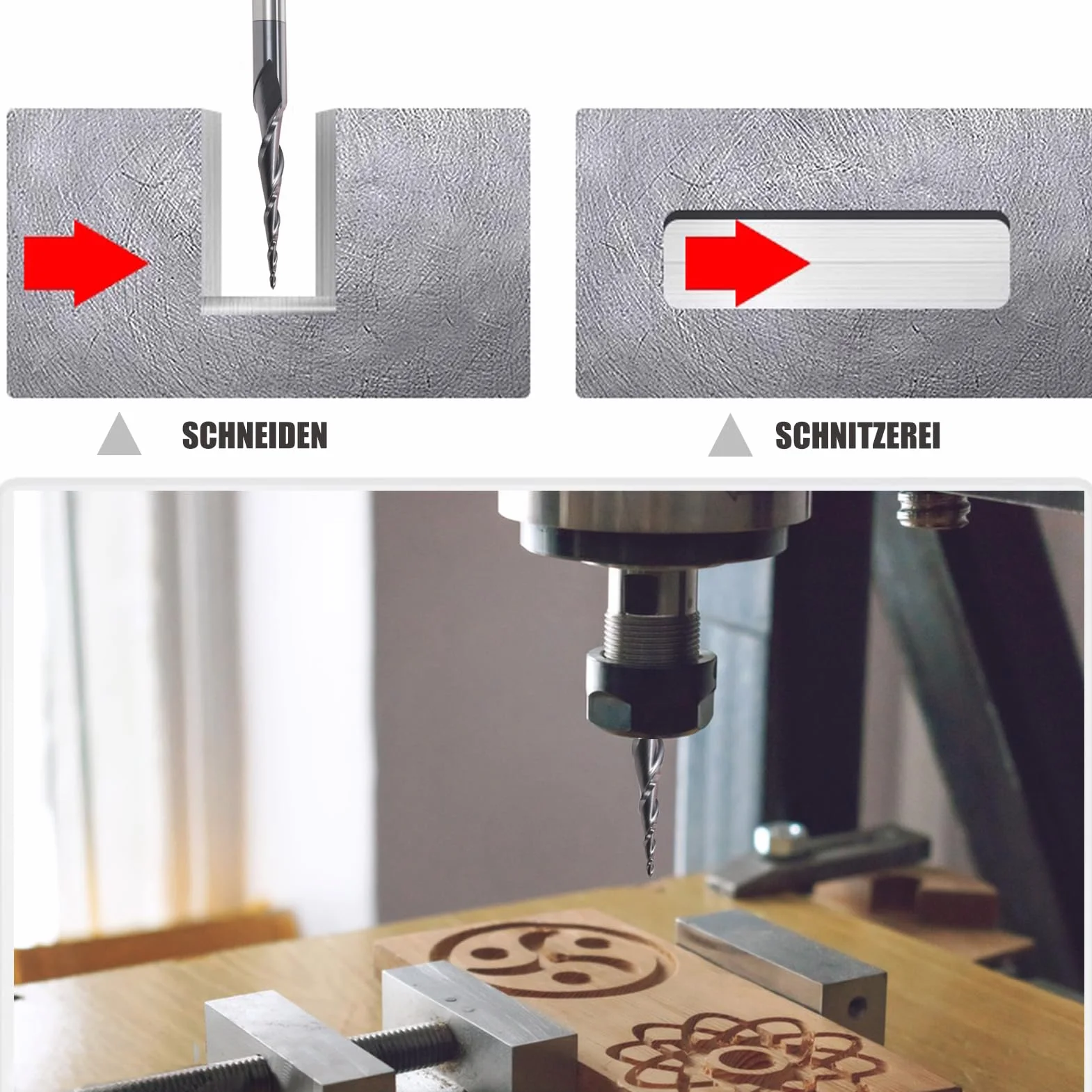 Fresa cónica para fresadora CNC, vástago de 6 mm, 2 flautas, fresa de extremo HRC55, broca de ranura en espiral, 0,5 mm de radio CNC con revestimiento AlTiN para grabado 2D y 3D