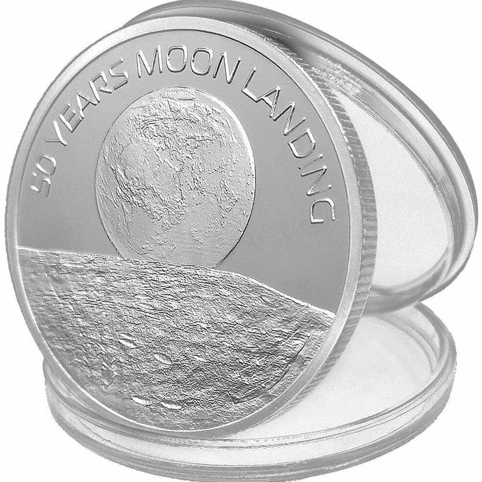 Moneda Conmemorativa 50 Aniversario Astronautas Lunar Aterrizaje Coleccionable