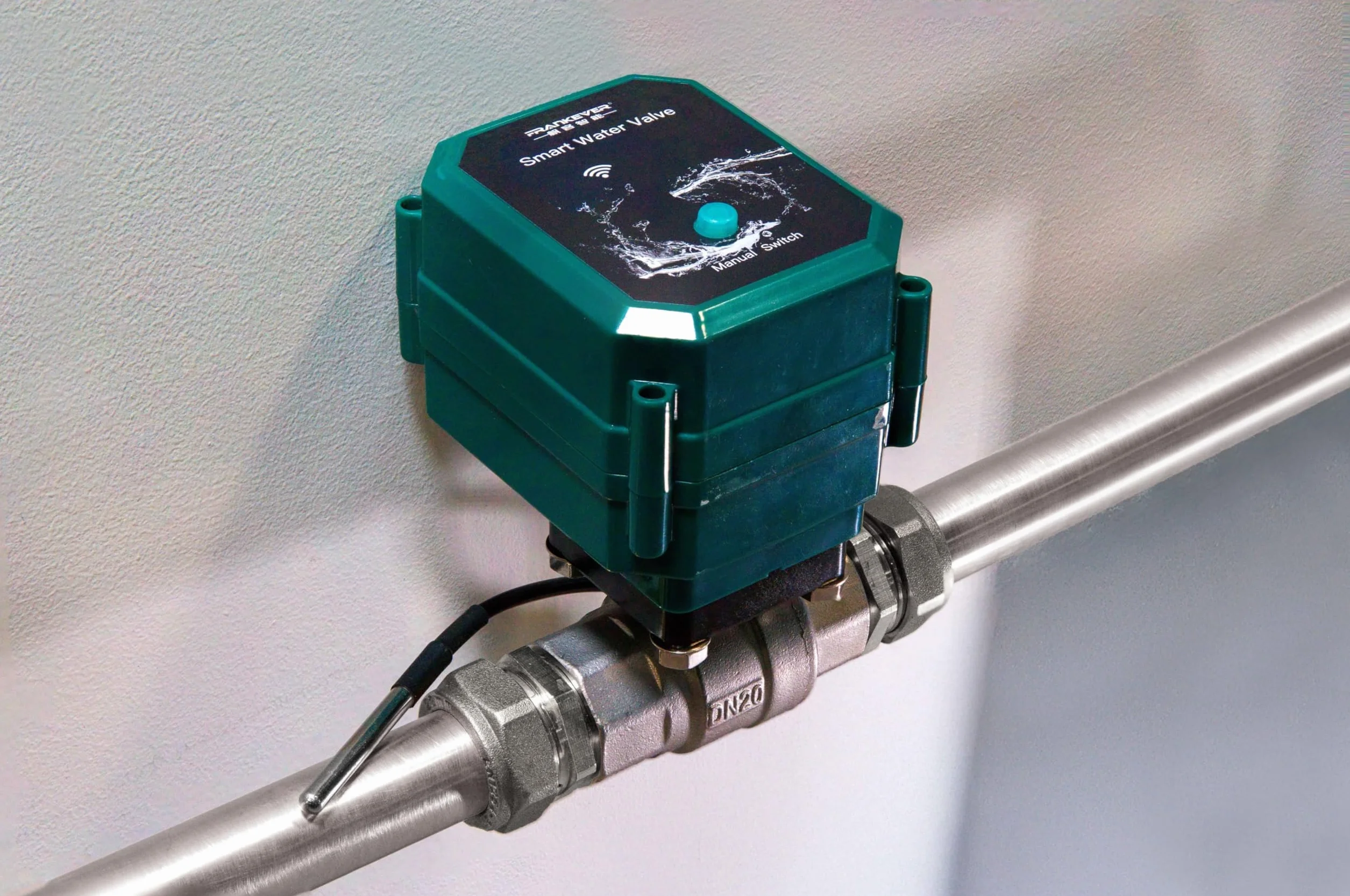 FrankEver Smart water valve DN20 – Válvula inteligente de agua Wi-Fi impulsada por Shelly, Sin hub requerido, Control remoto del caudal de agua con la app Shelly, Alexa, Home Assistant