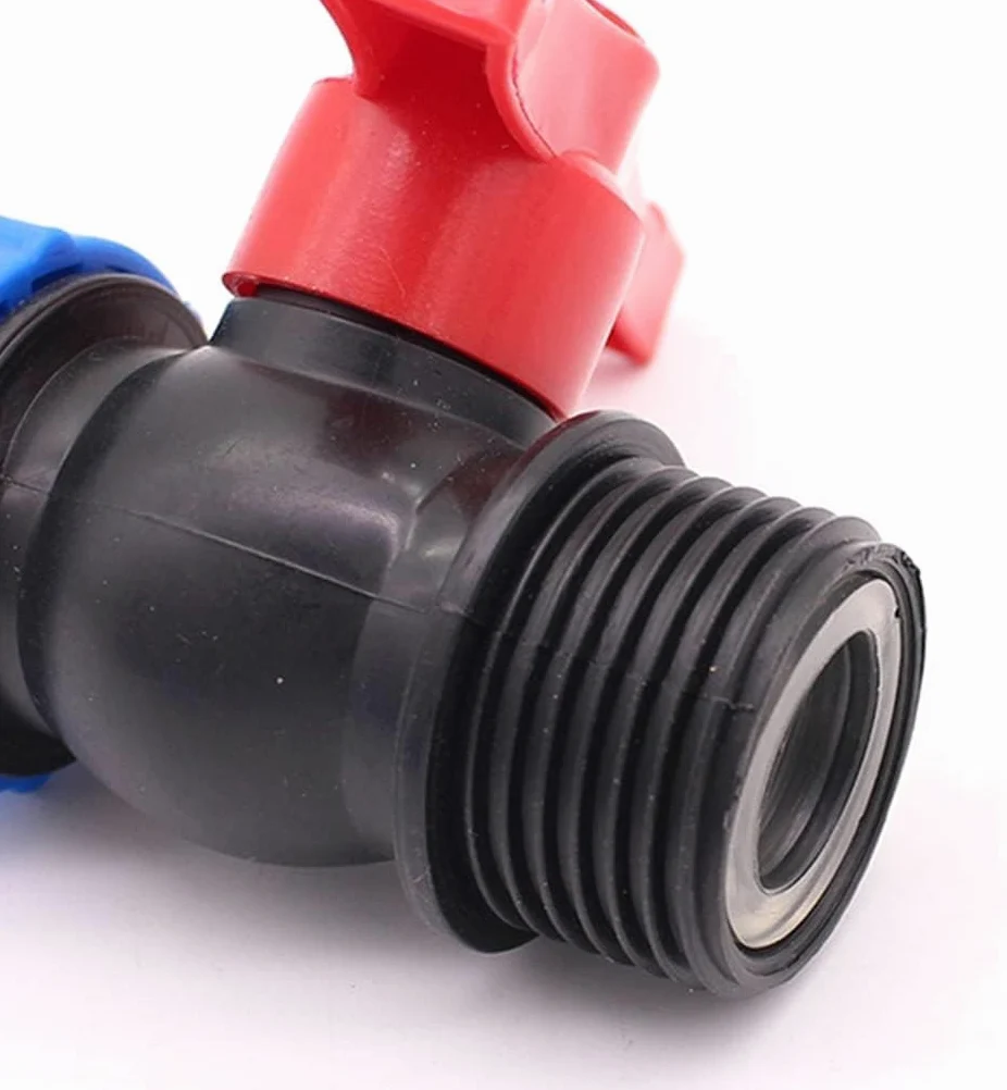 Conector de manguera con tope de agua, válvula rápida para tubo de plástico de 20-63 mm, accesorios de válvula de bola recta unidireccional, 1 pieza