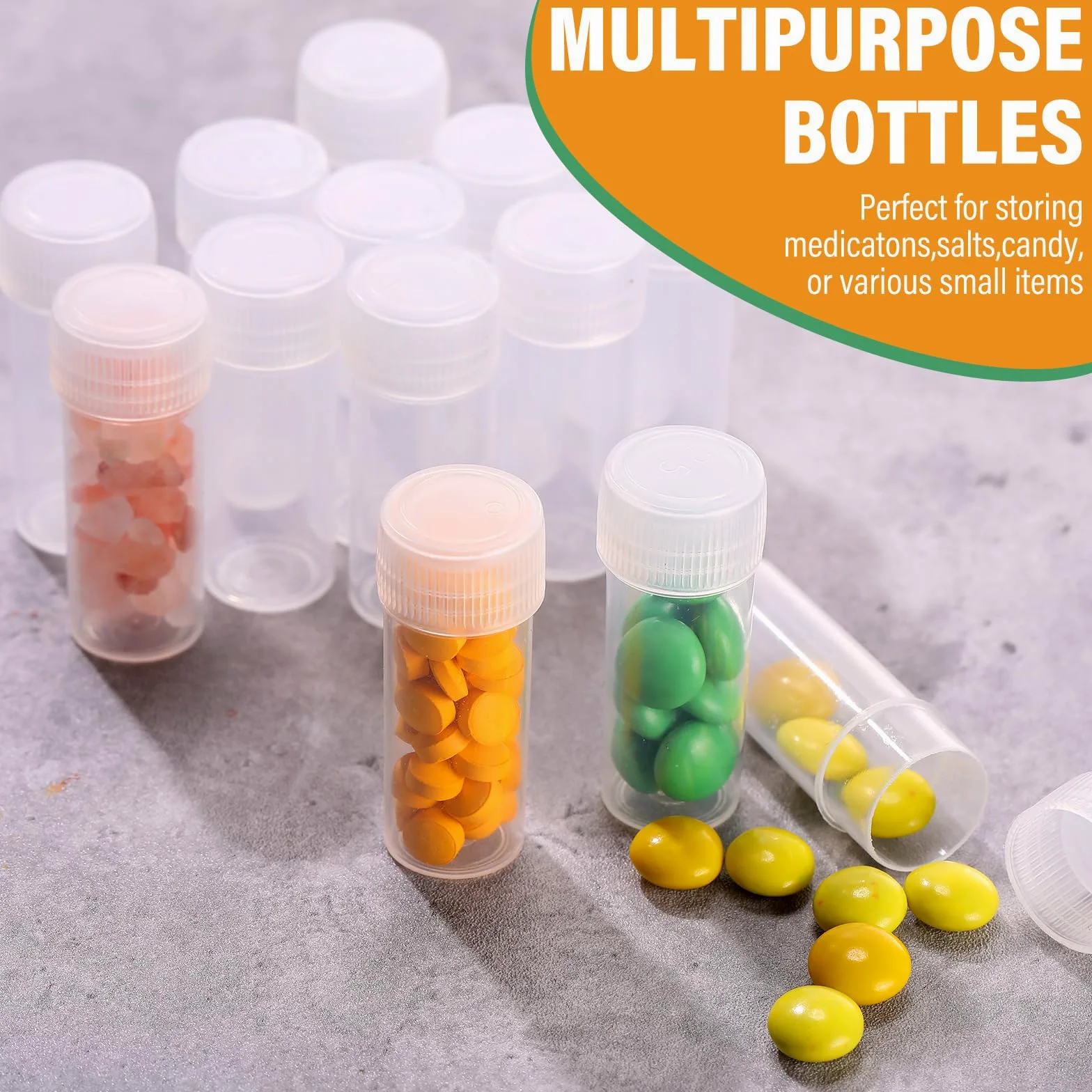 Lallisa 300 botellas de plástico pequeñas de 5 ml, botellas vacías de plástico transparente con tapas, botellas de muestra pequeñas, tubos de ensayo de plástico para almacenamiento de viaje,