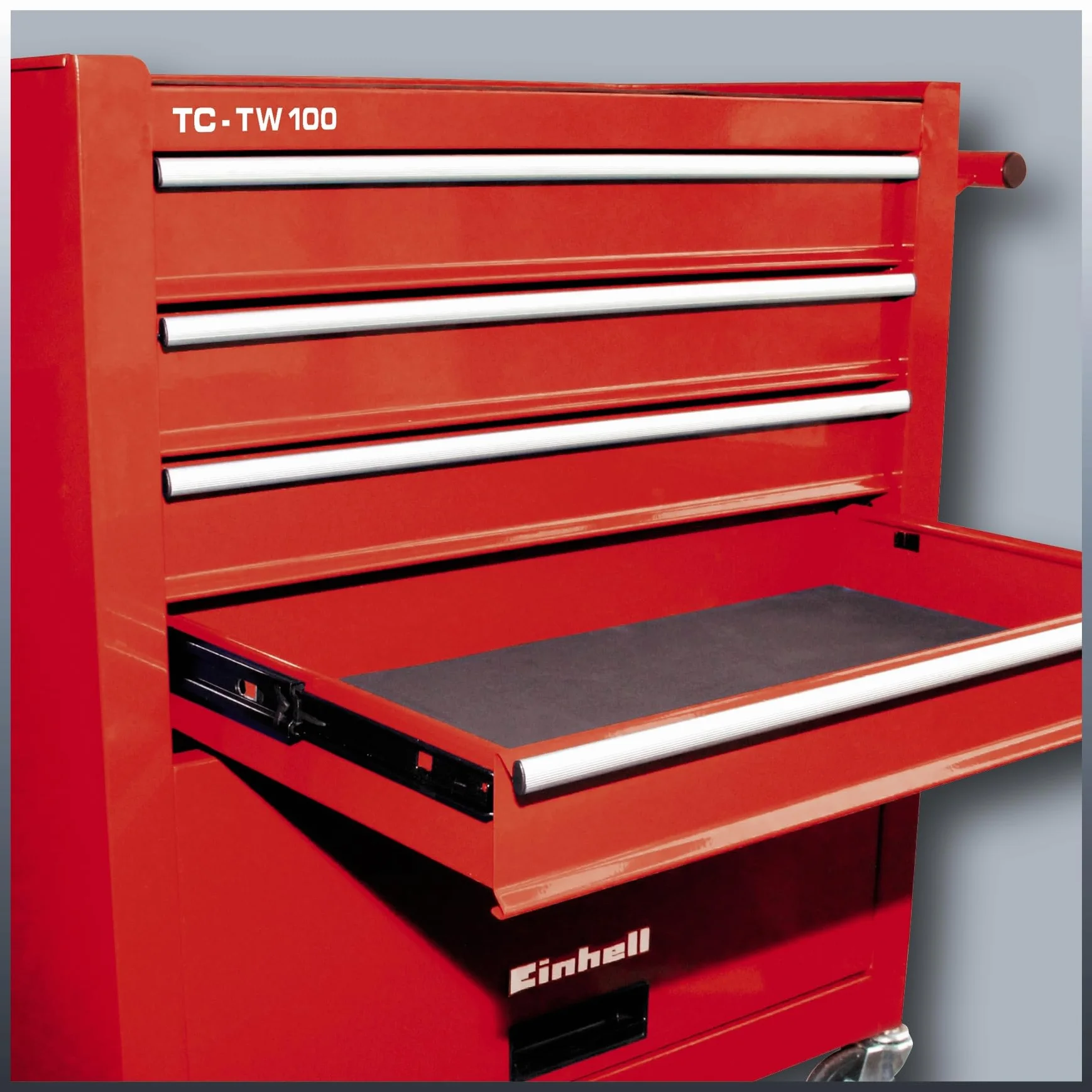 Einhell Carro de Herramientas - TC-TW 100 – con Sistema de Bloqueo, 4 Ruedas giratorias con 2 Frenos de Bloqueo, Compartimento de Almacenamiento con Solapa