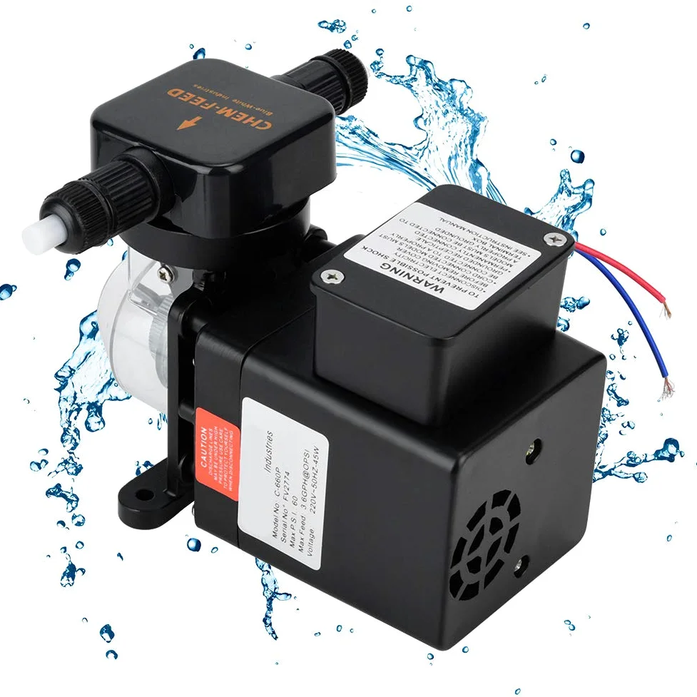 Chrees Bomba Dosificadora para Piscina Bomba Dosificadora de Químicos Automática para Piscina 220V 516GDP 125PSI Regulación de 4-100% con Cabezal Fronta
