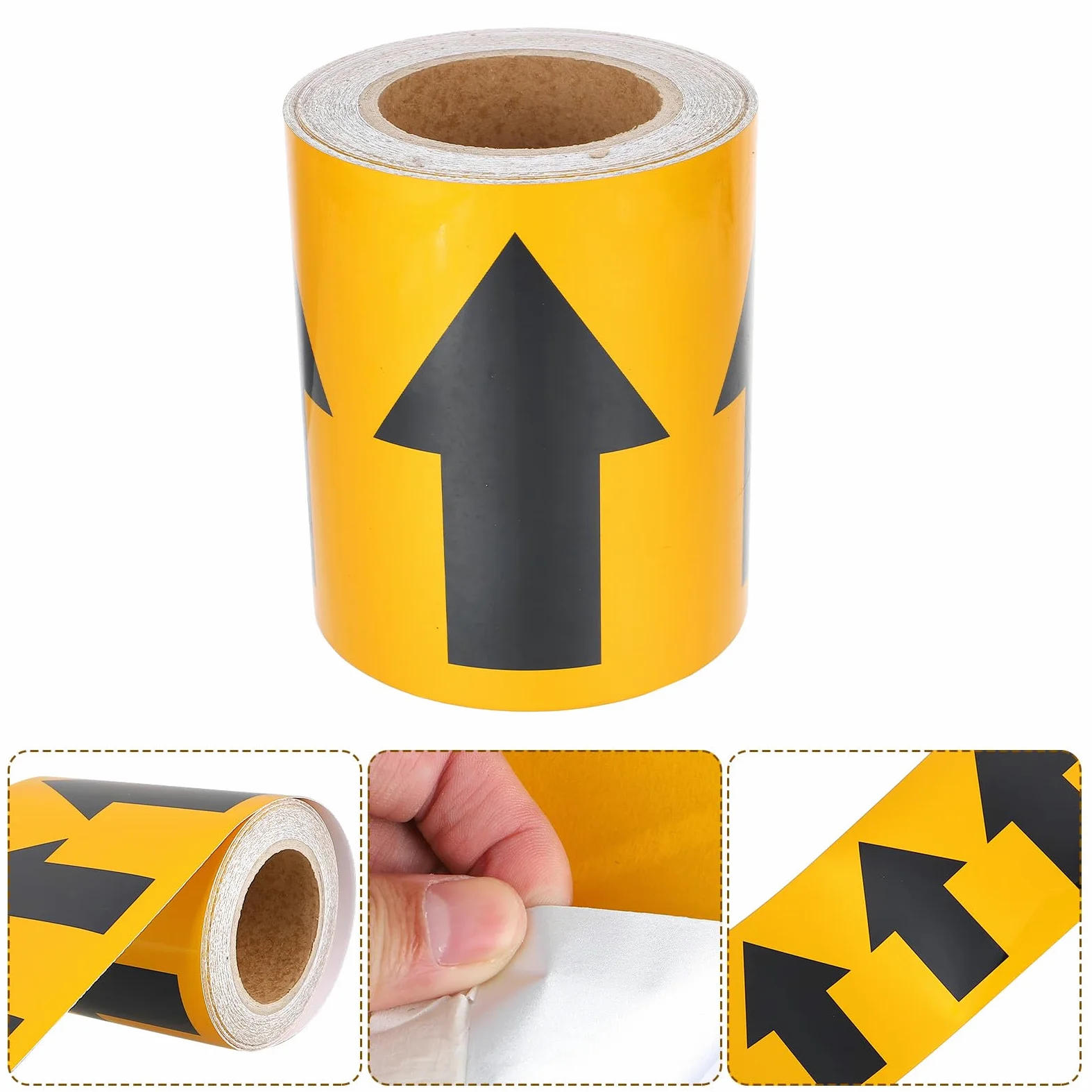 Calcomanía para Señalización Industrial de Pvc de Flecha Indicadora Película Reflectante Negra Fácil de Usar y Resistente, Adecuado para Marcación de Tuberías