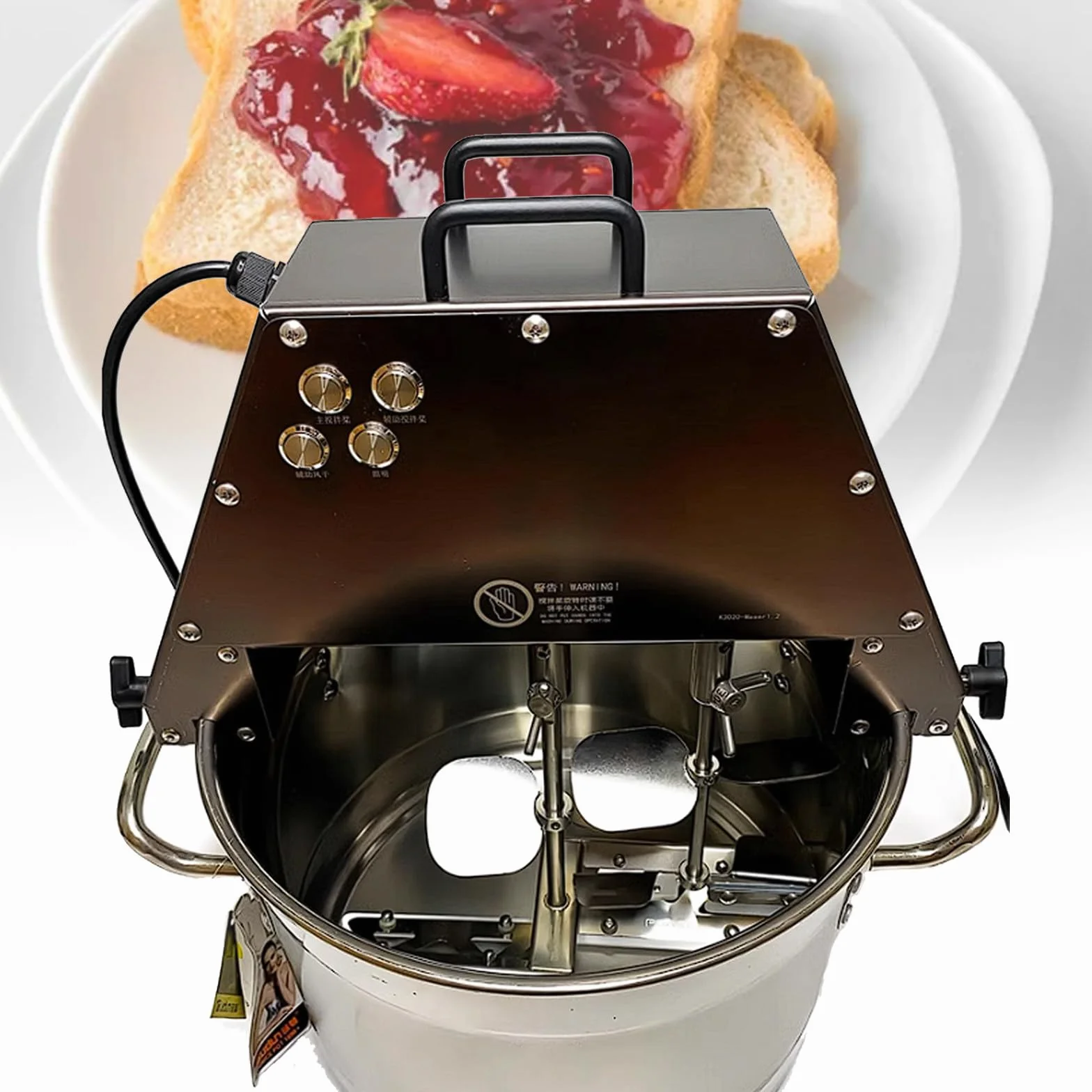 Olla Mezcladora Comercial para Alimentos De 10 L, Batidora EléCtrica, Batidora De Acero Inoxidable, con Soplador De Turbina Y Doble Cuchilla Mezcladora, para Helado, Mermelada,220V